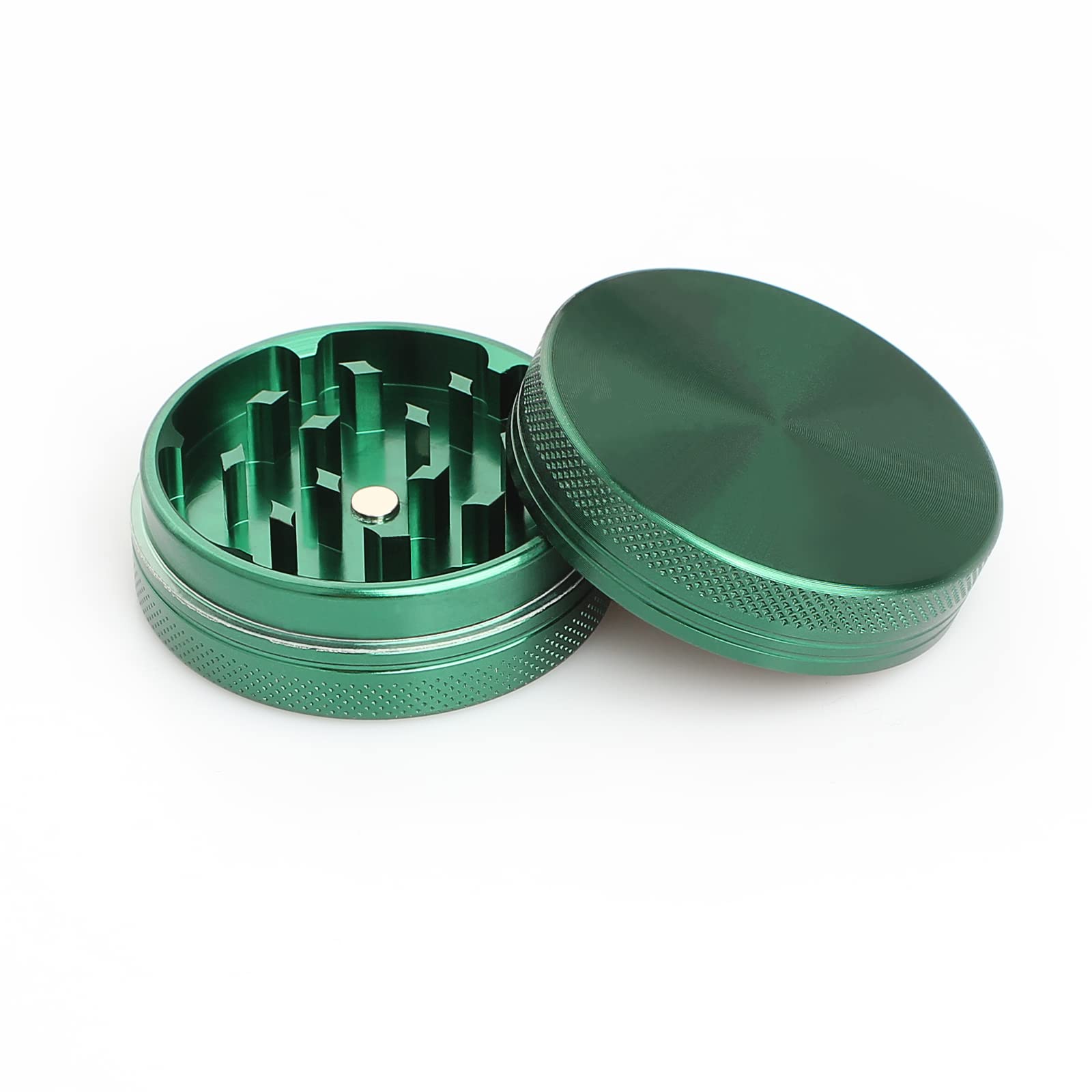 Premium 2 Inch Portable Spice Grinder with Magnetic Lid - Compact Herb Crusher for Kitchen, Camping & Travel - Green