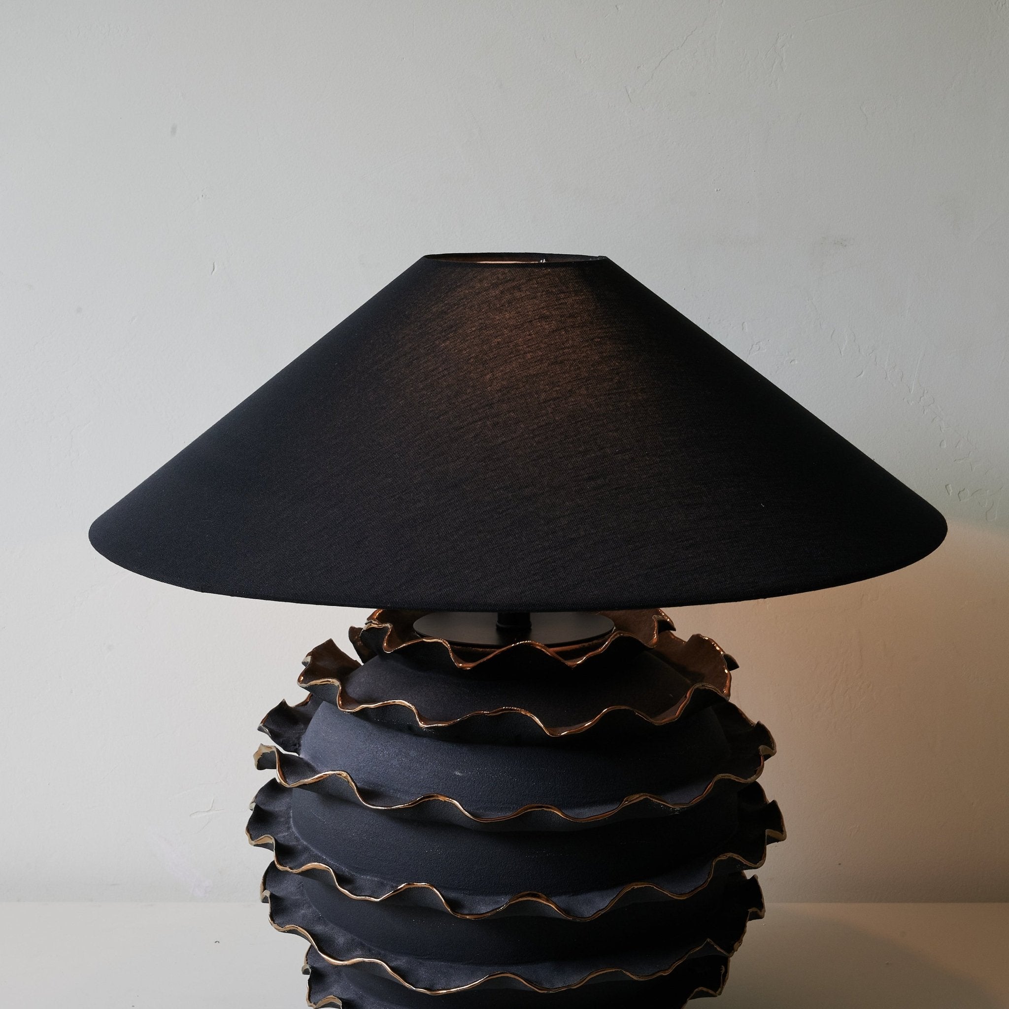 Eclipse Ruffle Table Lamp - Modern Bedside Lighting for Bedroom, Living Room & Office - Stylish Decorative Lamp with Soft Glow for Relaxing Ambience