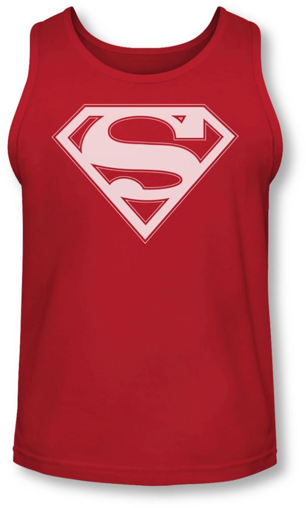 Superman Men's Red & White Shield Graphic Tank Top - Casual Summer Muscle Tee for Gym, Beach & Superhero Fans