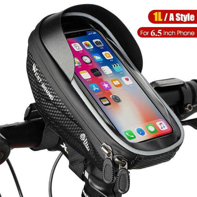 Waterproof MTB Bike Frame Bag - Front Top Tube Bicycle Phone Pouch for 6-7.2 Inch Touch Screen Devices | Cycling Accessories for Mountain & Road Bikes | Perfect for Commuting, Trail Riding & Outdoor Adventures