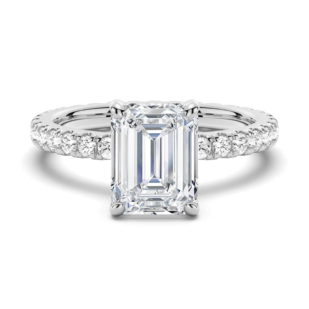 Emerald Cut Moissanite Engagement Ring with Eternity Pave Band - 1.5ct Wedding Ring for Women, Durable & Sparkling Jewelry Gift for Anniversary, Proposal & Special Occasions