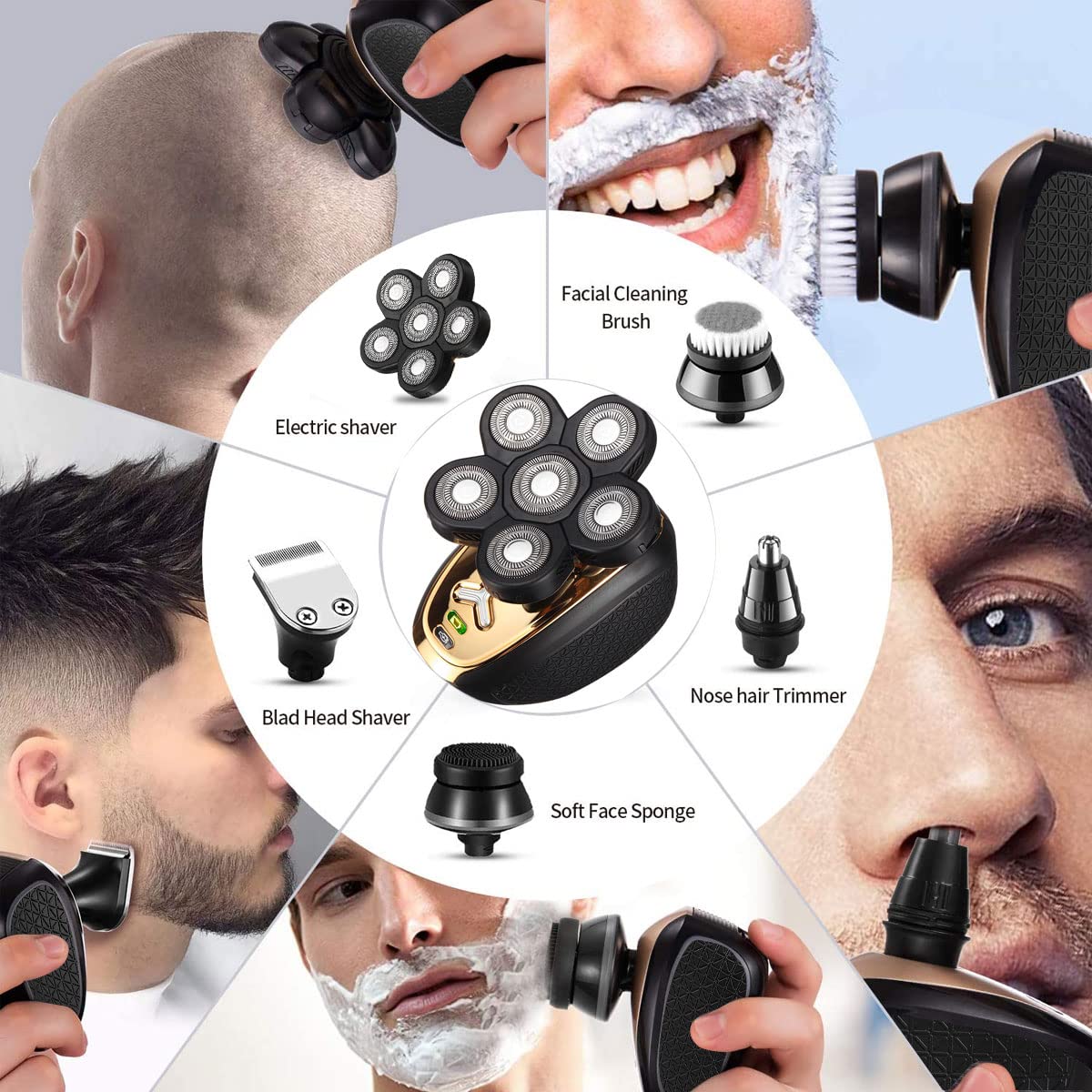 Men's Electric Razor - 4D Floating USB Rechargeable Shaver for Face & Head Grooming