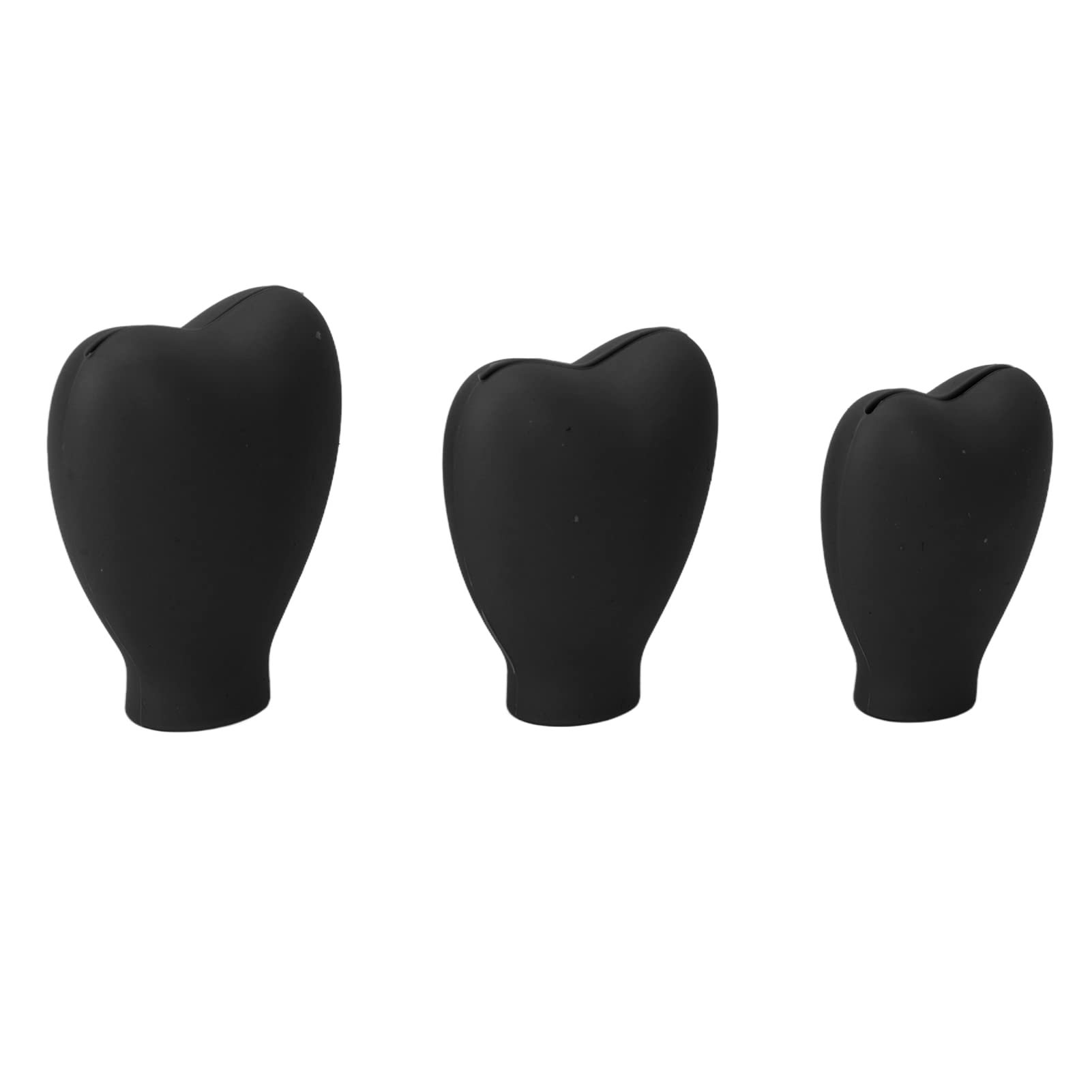 EXCLUZO Heart-Shaped Silicone Makeup Brush Cover Set - 3 Pack Soft Portable Brush Protectors for Travel & Home Storage (Black) | Perfect for Organizing Brushes in Makeup Bags, Suitcases & Vanity Drawers