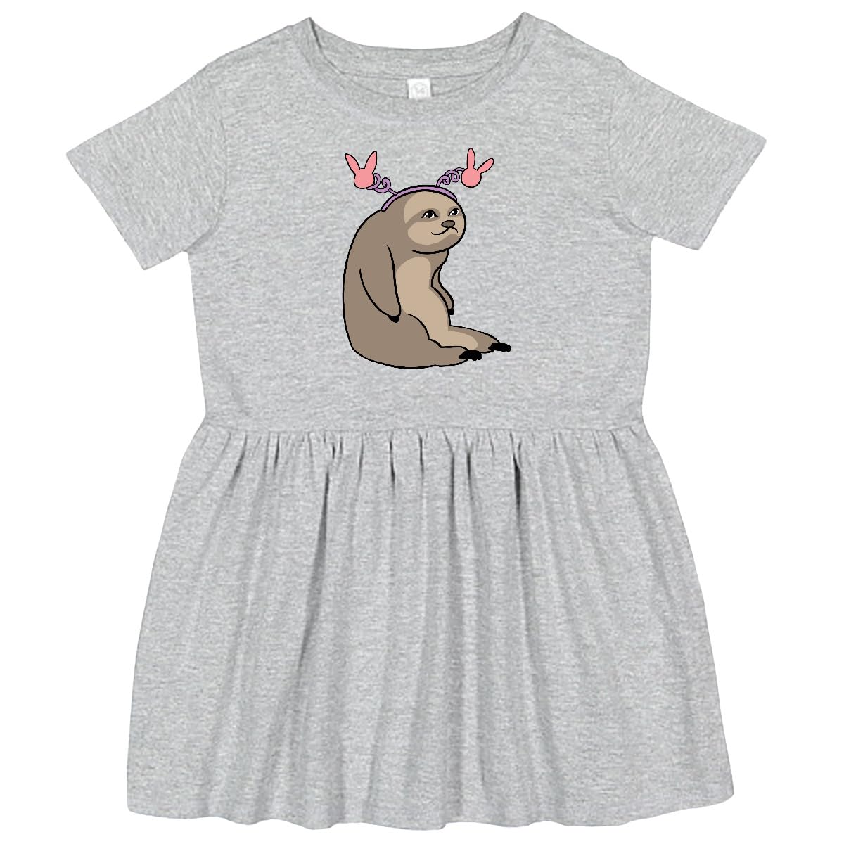 Inktastic Easter Sloth with Pink Bunny Ears Toddler Dress - Cute Easter Outfit for Baby Girls | Perfect for Easter Photos, Church, Egg Hunts & Spring Celebrations