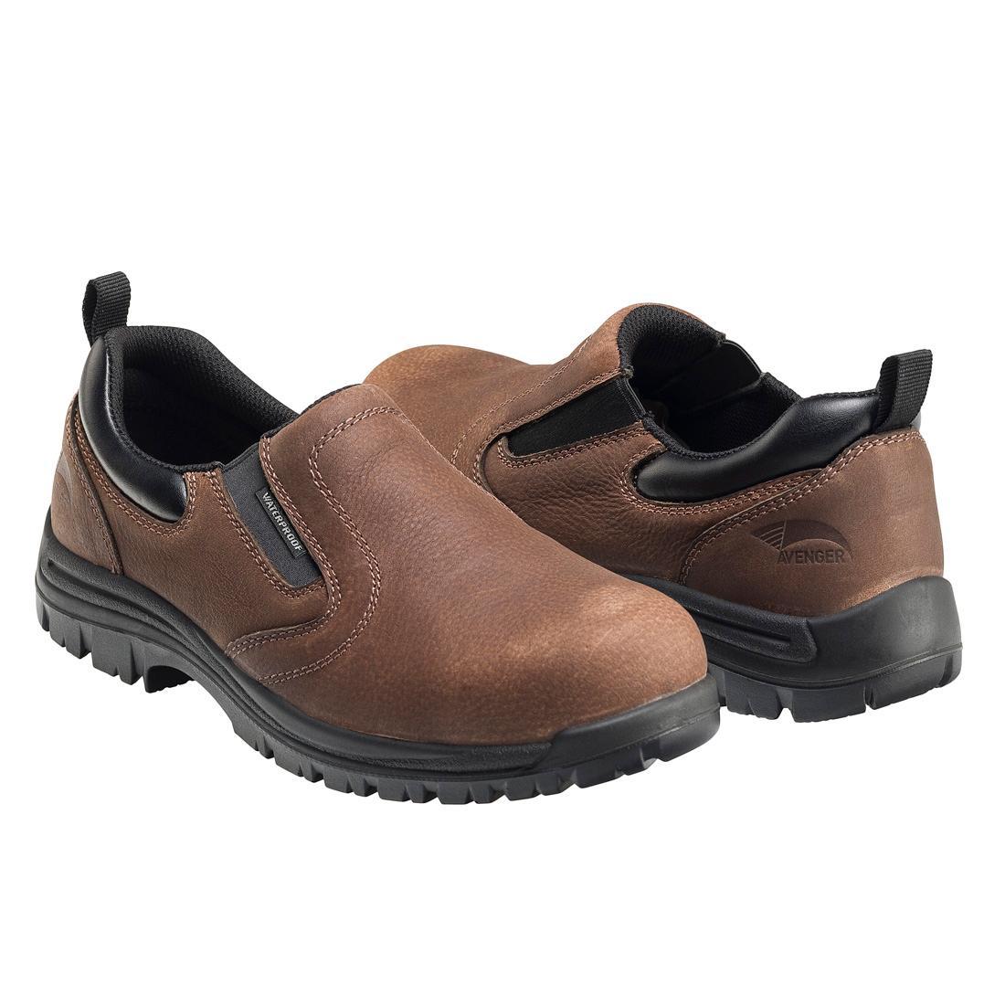 Foreman Waterproof Composite Toe Slip-On Work Shoes for Men - Brown | Comfortable & Durable Safety Shoes for Construction, Warehouse & Outdoor Work