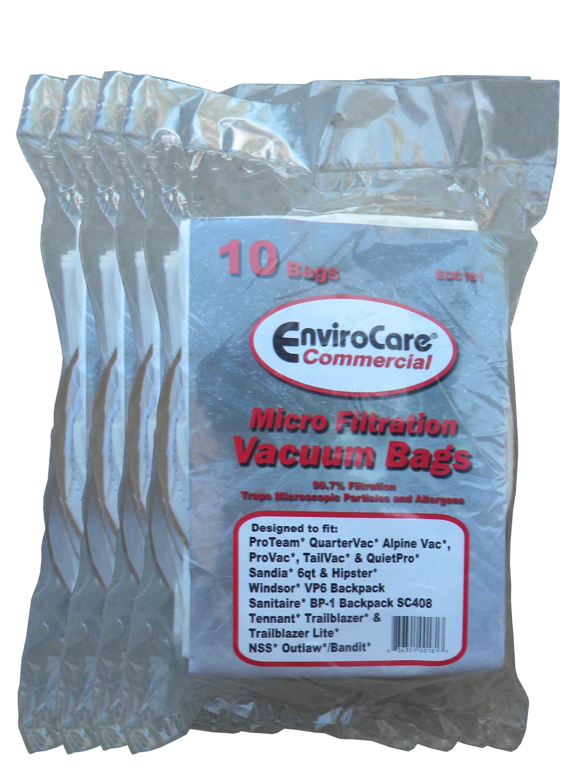 ProTeam 40 QuarterVac Commercial Backpack Vacuum Cleaner Bags - Microfiltration System for Allergen Control | Ideal for Schools, Offices & Commercial Cleaning