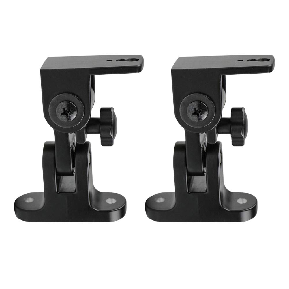 Universal Speaker Wall Mount Bracket - 2 Pack Heavy Duty Zinc Alloy Surround Sound Speaker Holder Stand (Black) - Perfect for Home Theater, Gaming Room & Party Decorations