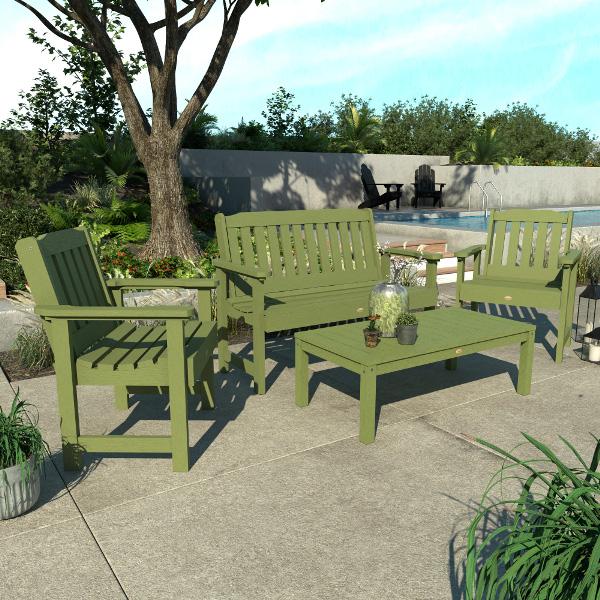 Lehigh 5-Piece Outdoor Garden Conversation Set - Patio Furniture with Cushions for Backyard, Deck, or Poolside Relaxation