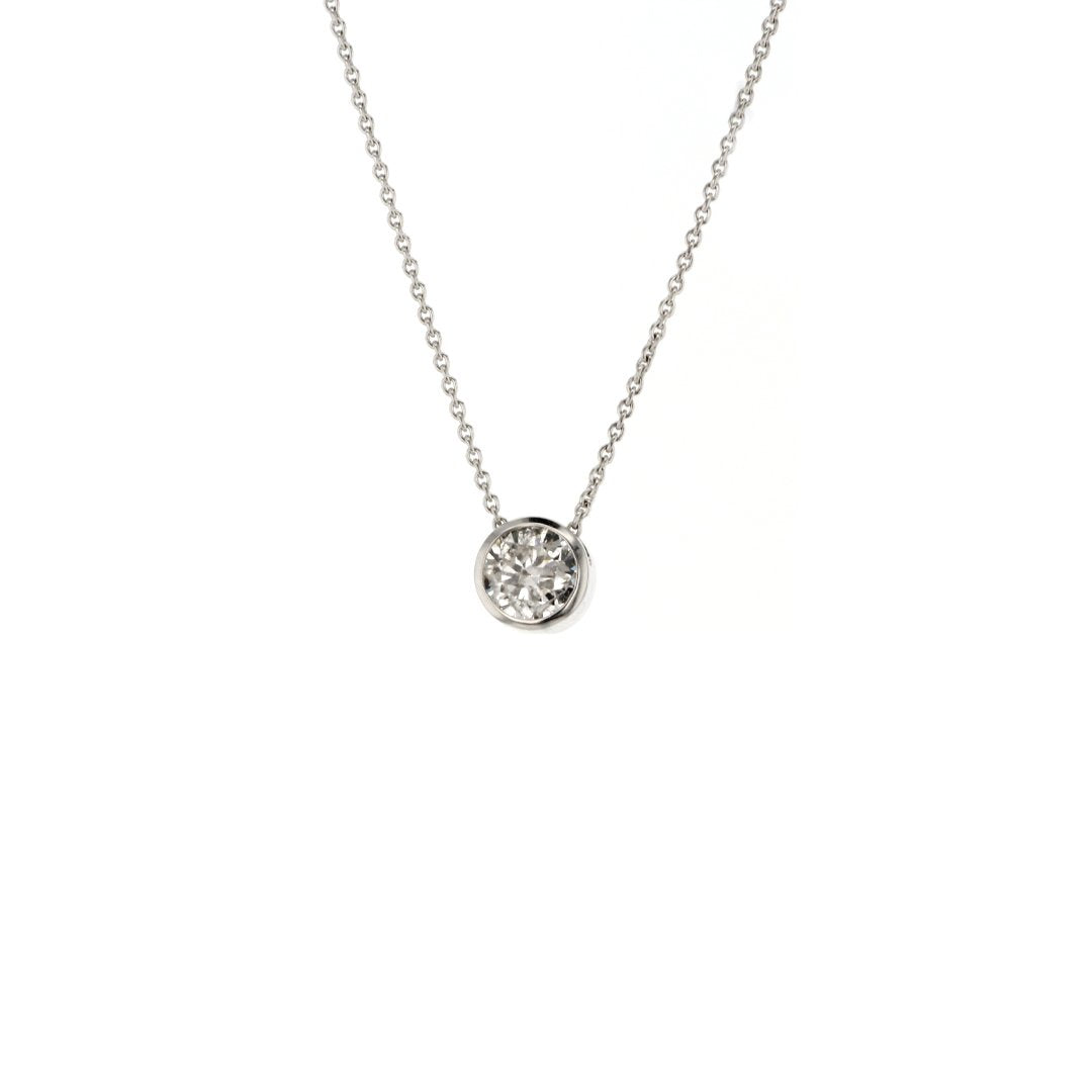 0.70 Carat Diamond Solitaire Bezel Necklace for Women - 18K Gold Pendant for Everyday Wear & Special Occasions