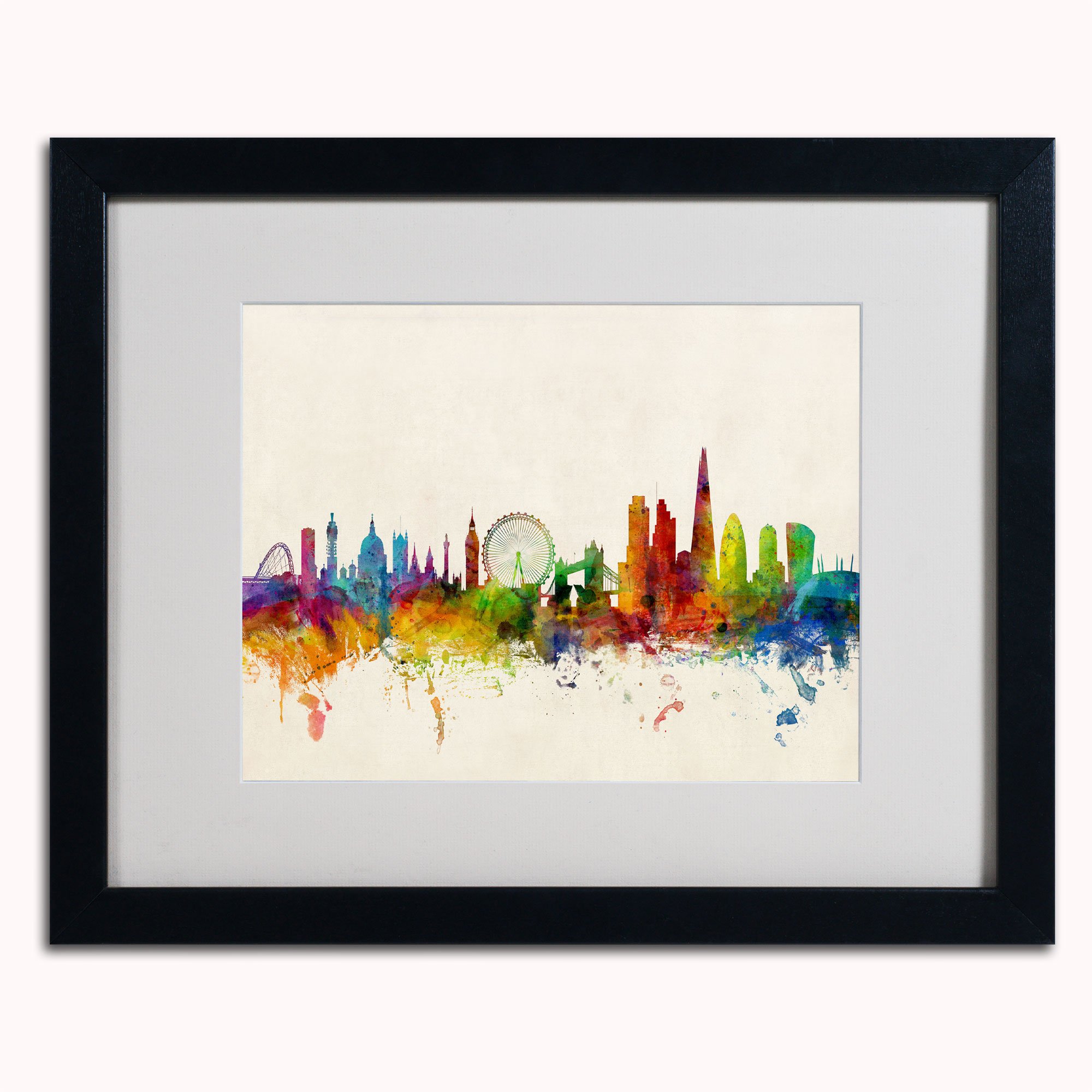 Michael Tompsett London England Skyline VII Canvas Art Print - 16x20 Inches with Black Frame - Perfect for Home, Office & Living Room Decor