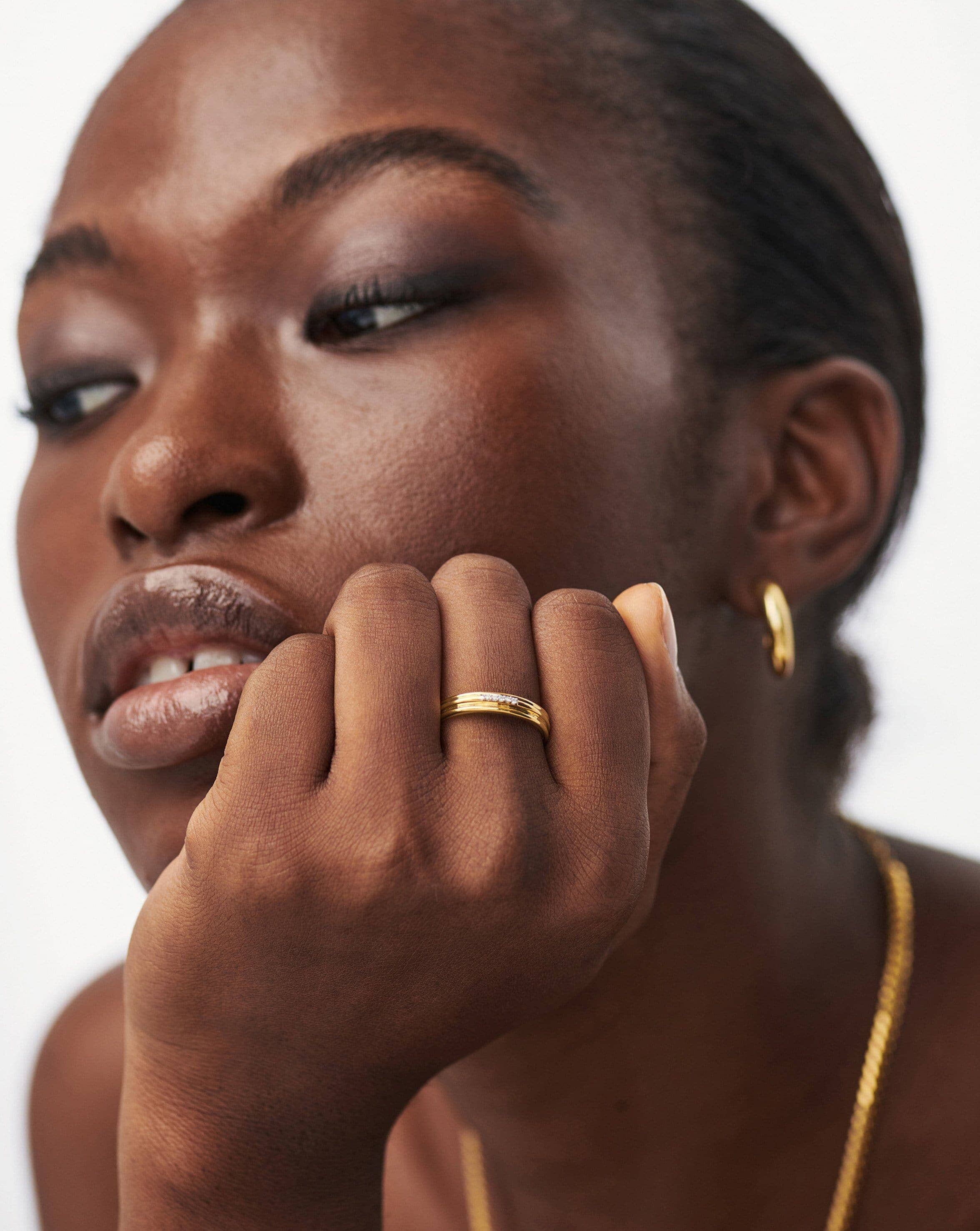 Lucy Williams Pave Ridge Ring - 18K Gold Vermeil & Cubic Zirconia Stackable Ring for Women | Elegant Jewelry Gift for Anniversary, Wedding, or Everyday Wear