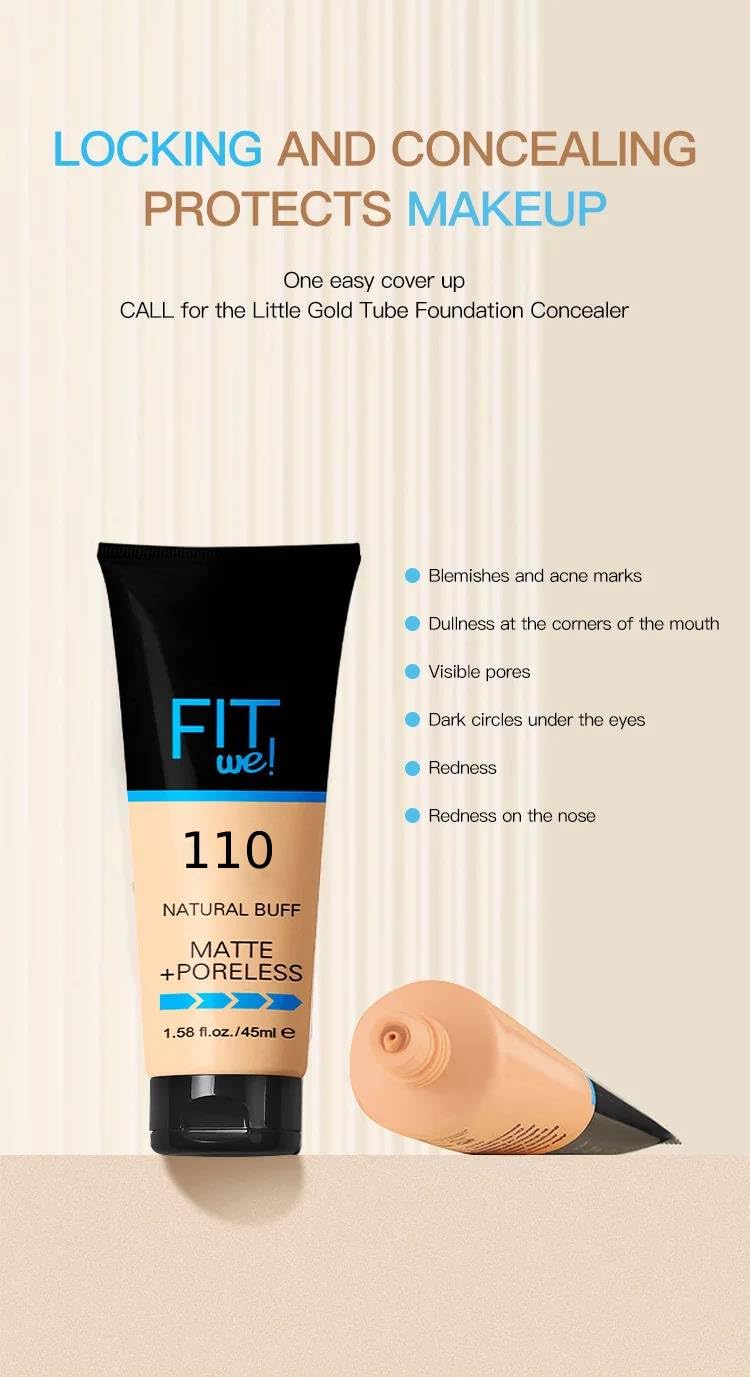 Bridester Fit We Concealer Liquid Foundation - Full Coverage, Long-Lasting, Freckles & Acne Concealing Professional Makeup - Perfect for Daily Wear, Special Occasions & Photography
