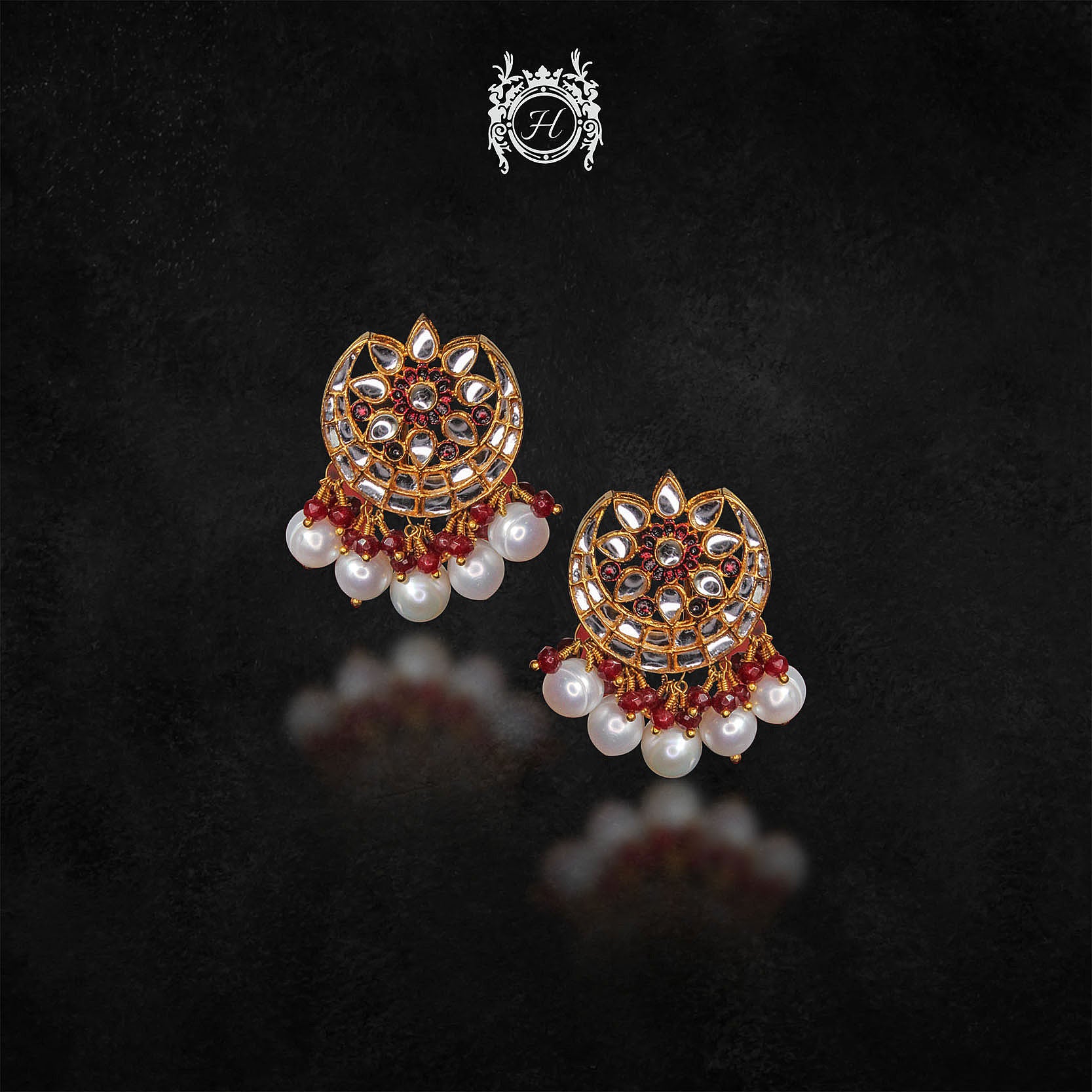 Exquisite Chetum Earrings with Pearls & Kundan Work – Elegant Indian Jewelry for Weddings, Parties & Special Occasions