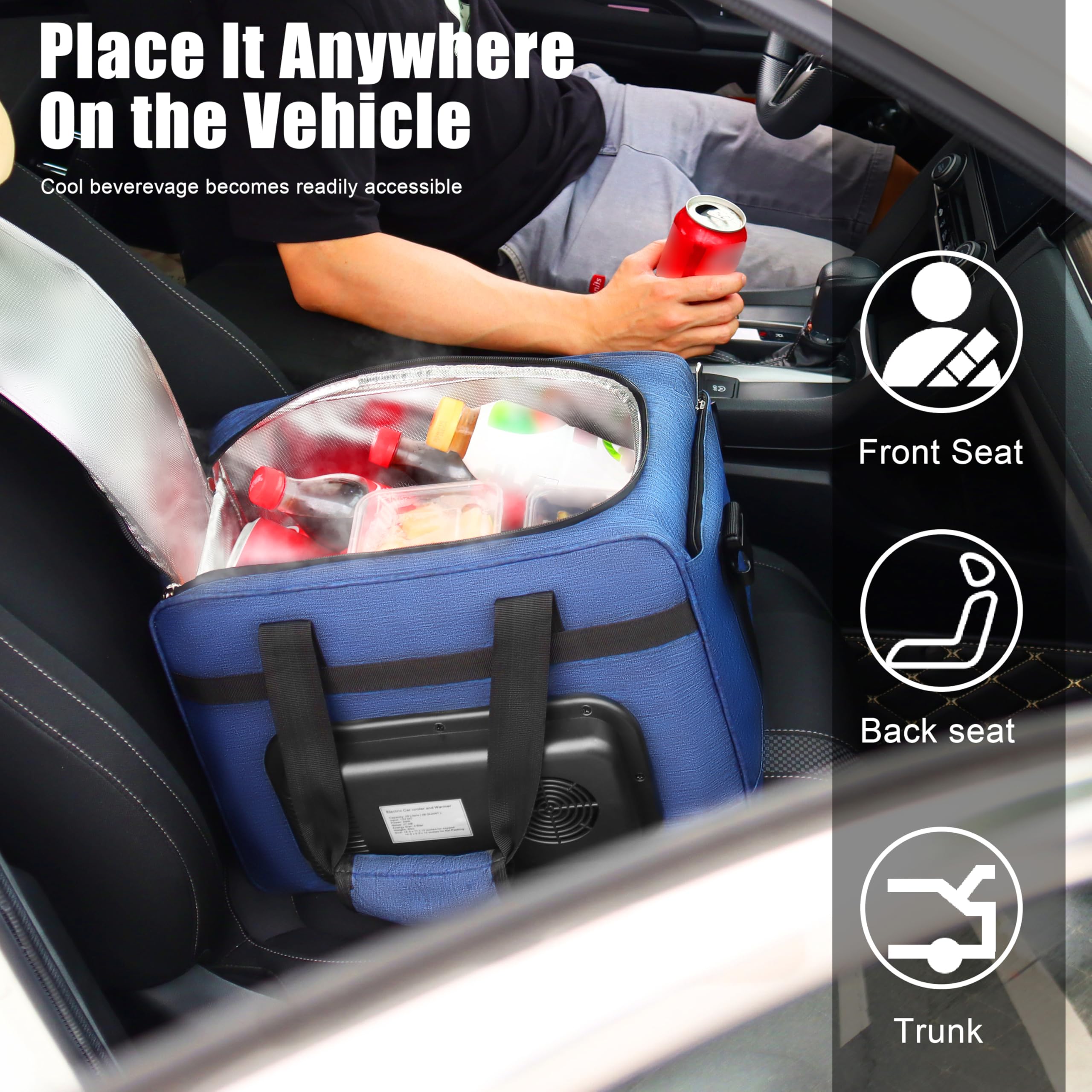 12V 26-Quart Portable Electric Cooler and Warmer - USB Car Fridge for Truck, SUV & Road Trips | Iceless 25L Cooling & Heating | Heavy-Duty Mini Fridge for Long-Haul Drivers, Camping & Outdoor Adventures | Perfect Corporate Gift & All-Season Travel Companion