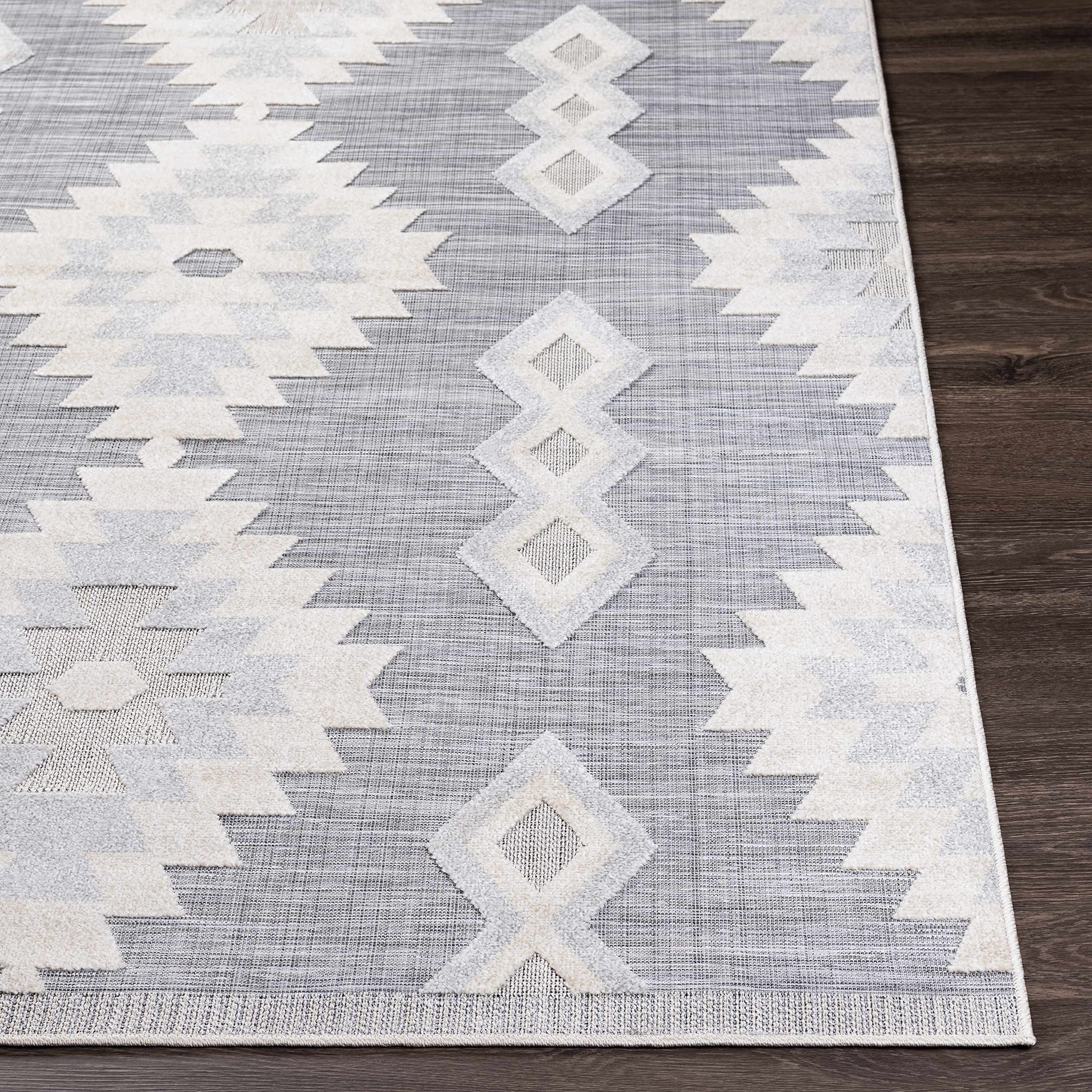 Hauteloom Alburg Southwestern Area Rug - Cream, Light Slate, Gray - 7'10