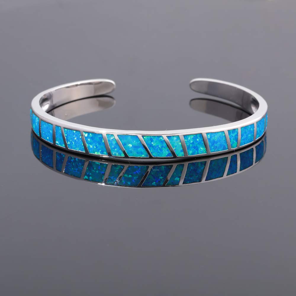 CiNily Women's Gold Plated Opal Cuff Bracelet - Hypoallergenic Gemstone Open Bangle for Ladies | Elegant Jewelry Gift for Birthday, Anniversary & Special Occasions