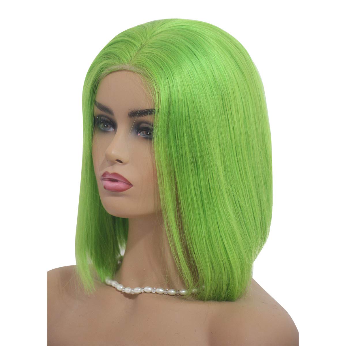 13X6 HD Lace Frontal Human Hair Bob Wigs - Pre Plucked Middle Part Blunt Cut with Baby Hair | Green Colored Bob Wigs for Black Women (10 Inches) | Restylable & Natural Look | Perfect for Daily Wear, Cosplay & Special Occasions