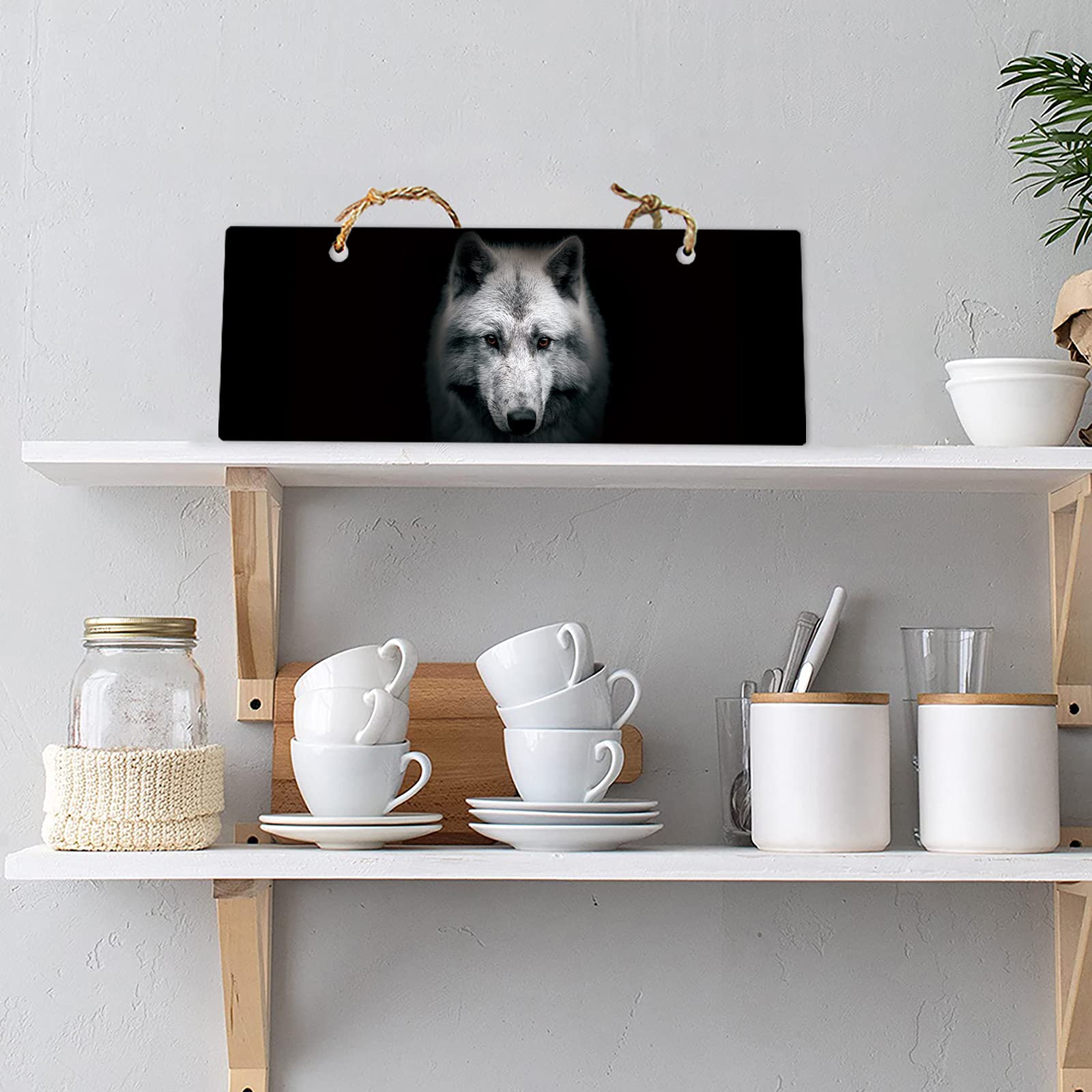 Cool Wolf Wall Decor - Printed Animal Hanging Sign for Home, Living Room & Bedroom