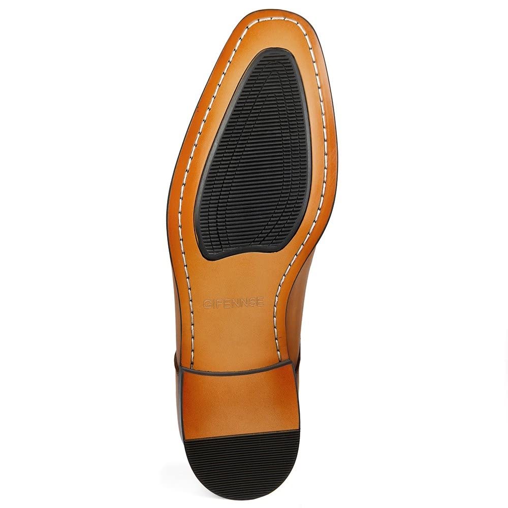 GIFENNSE Men's Slip-On Loafers - Genuine Leather Dress Shoes for Business & Formal Occasions | Comfortable Office & Wedding Shoes for Men