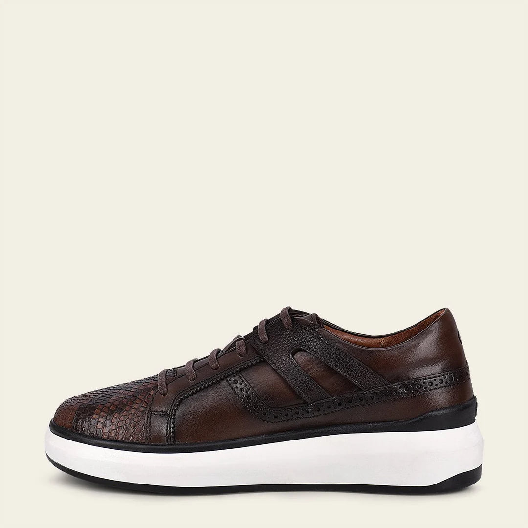 Cuadra Men's Chocolate Casual Fashion Python Sneakers - Stylish & Comfortable for Everyday Wear, Walking, and Outdoor Activities