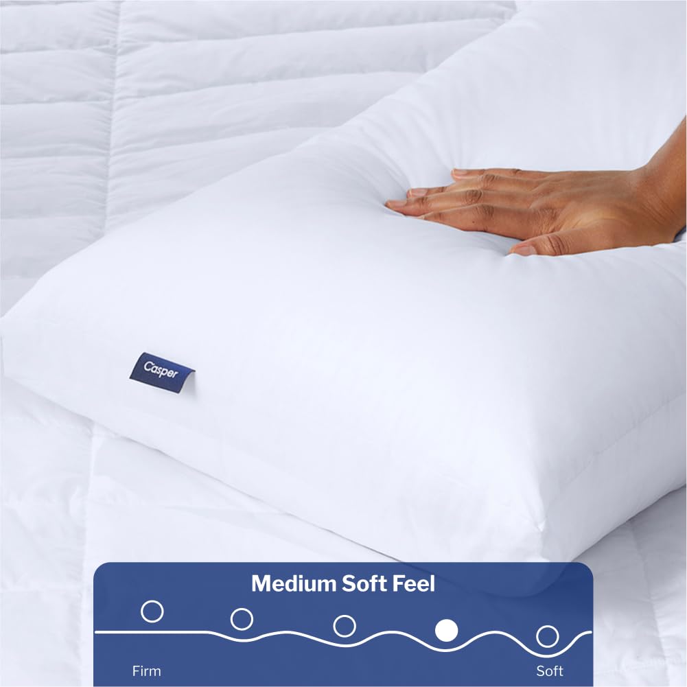 Casper Sleep Original Pillow - King Size White Pillow for Side, Back & Stomach Sleepers - Premium Support for Neck & Head - Ideal for Home, Hotel & Travel Use