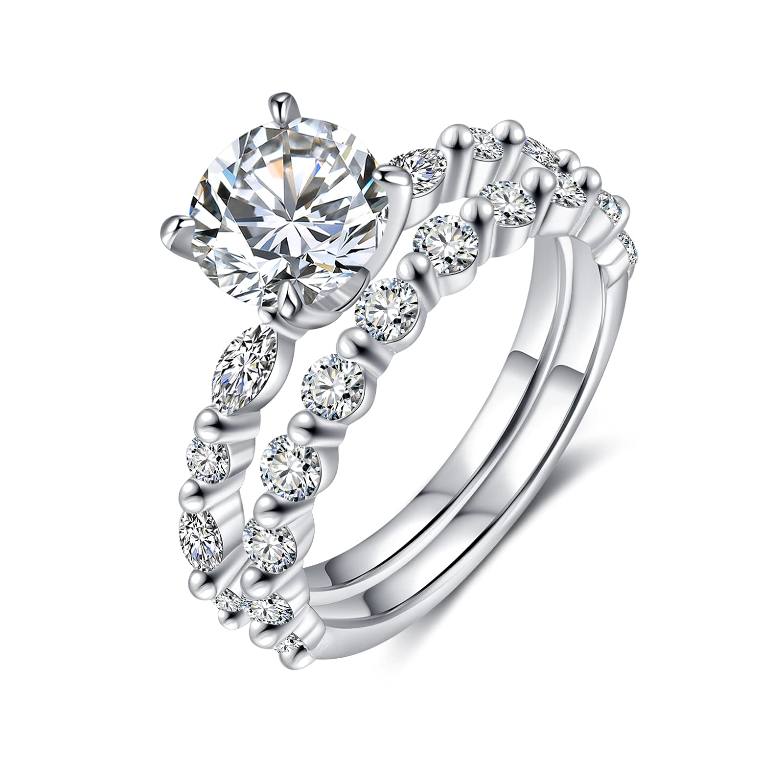 Lorajewel Sterling Silver Wedding Rings for Women - Moissanite Diamond Engagement Ring, Anniversary Promise Rings for Her | Perfect for Proposals, Anniversaries & Romantic Gifts | I Love You Jewelry for Special Occasions