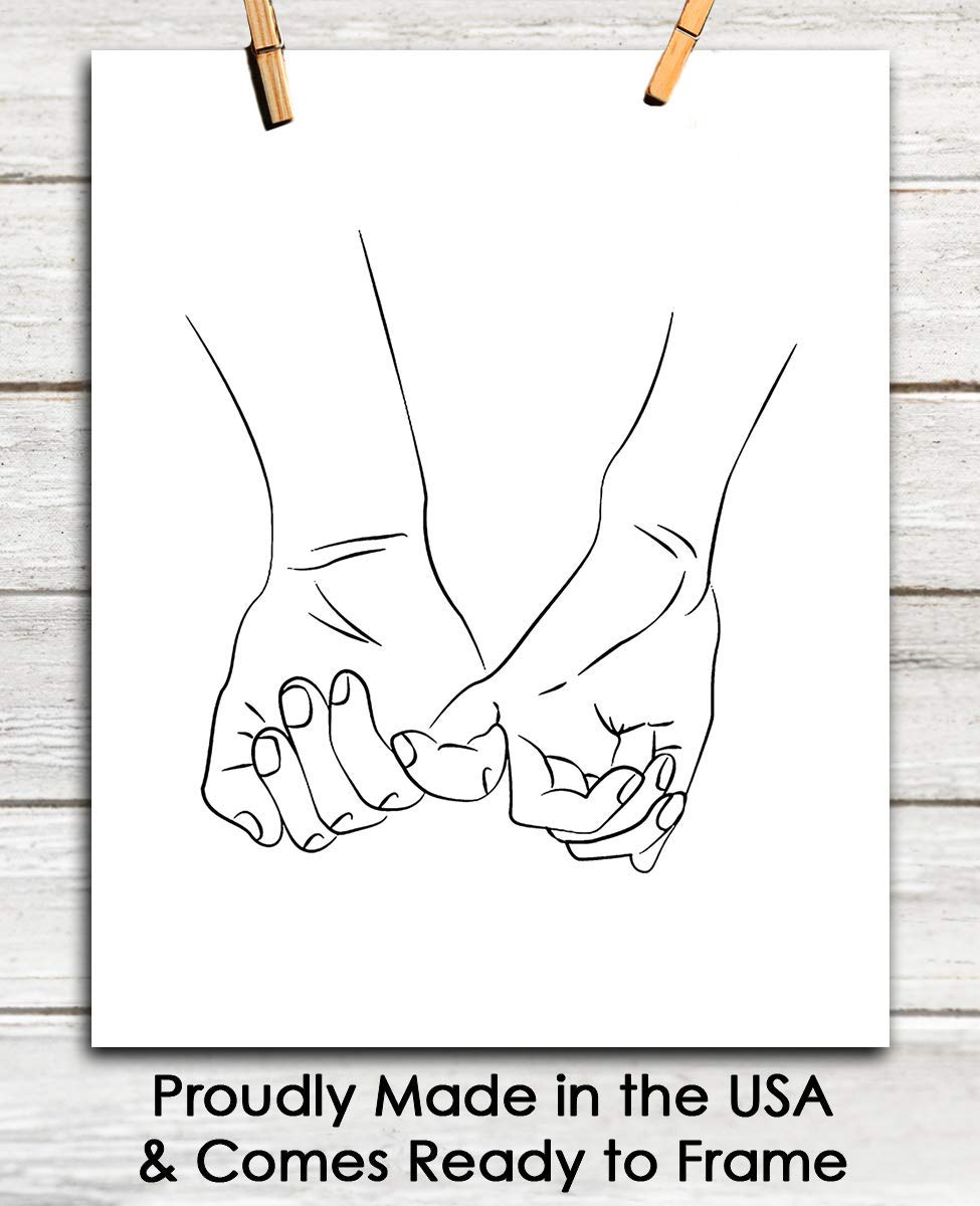 Pinky Swear Hand Sign Line Drawing Abstract Wall Art - Minimalist Boho Home Decor for Living Room, Bedroom & Office - Unframed 8x10 Inch Poster - Perfect for Nursery, Dorm & Gift Giving