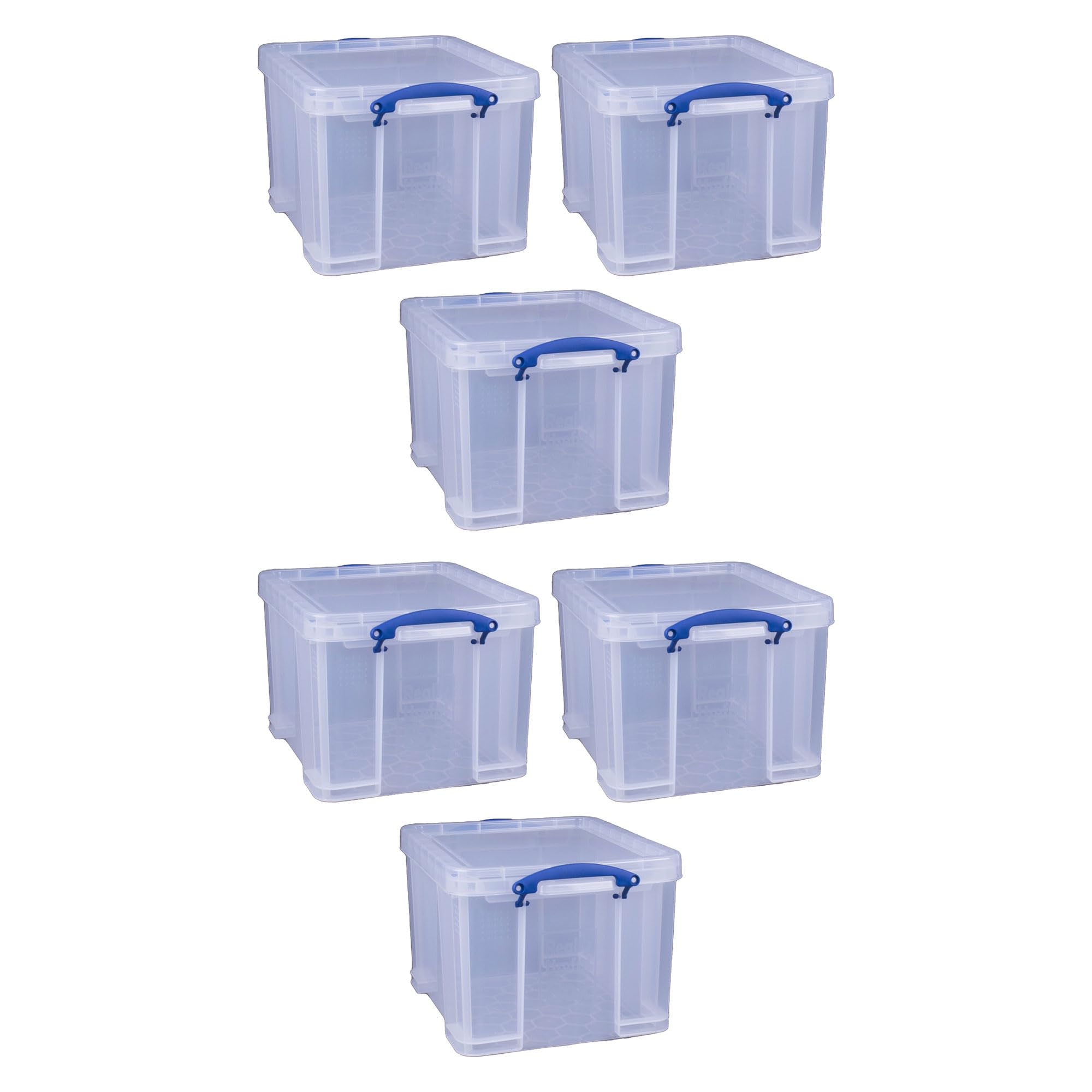 32L Really Useful Storage Box with Snap Lid & Clip Lock Handles - 6 Pack for Home & Office Organization | Perfect for Pantry, Garage, Closet & Toy Storage