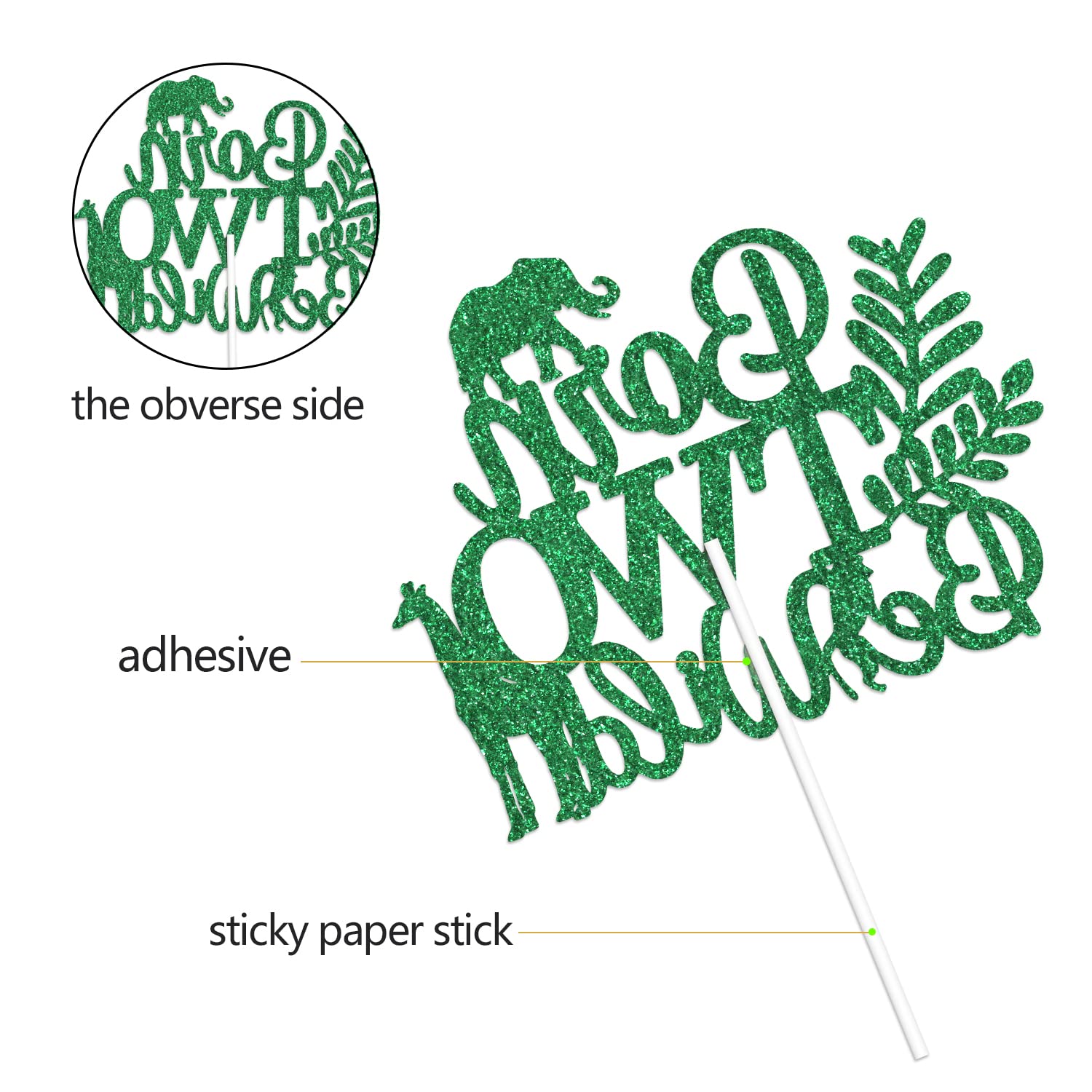 Wild Safari 2nd Birthday Cake Topper - Jungle Themed Birthday Decorations for Girls - Happy 2nd Birthday Party Supplies - Perfect for Jungle Safari Themed Cakes, Cupcakes & Dessert Tables