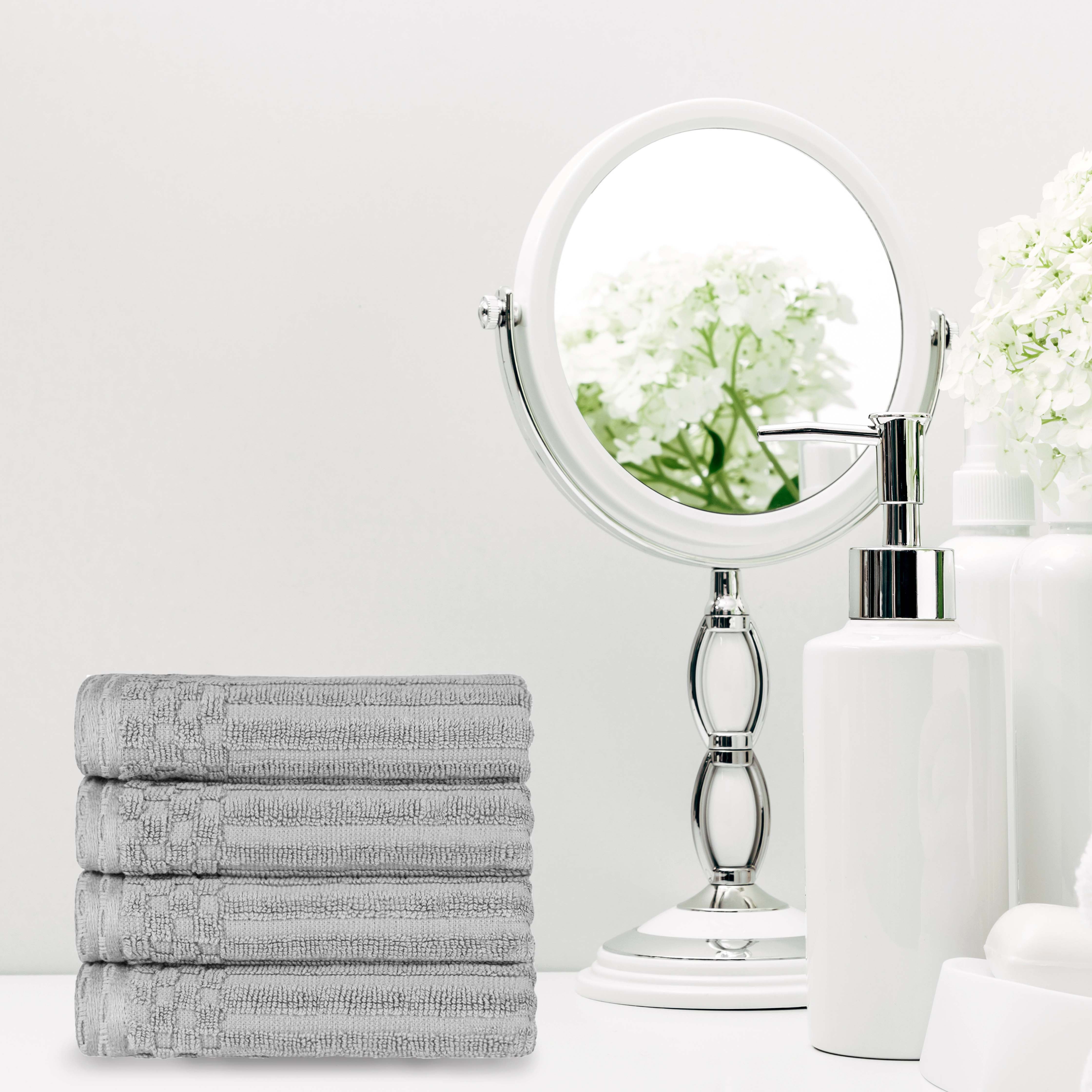Premium Cotton Ribbed Textured Hand Towels - Ultra Absorbent 4-Piece Bath Towel Set for Kitchen, Bathroom & Gym - Soft Quick-Drying Guest Towels