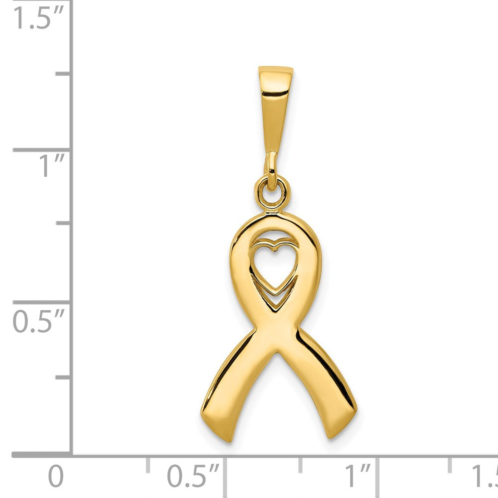Gold Awareness Ribbon Heart Pendant Necklace - Elegant Jewelry for Breast Cancer Support & Awareness Events