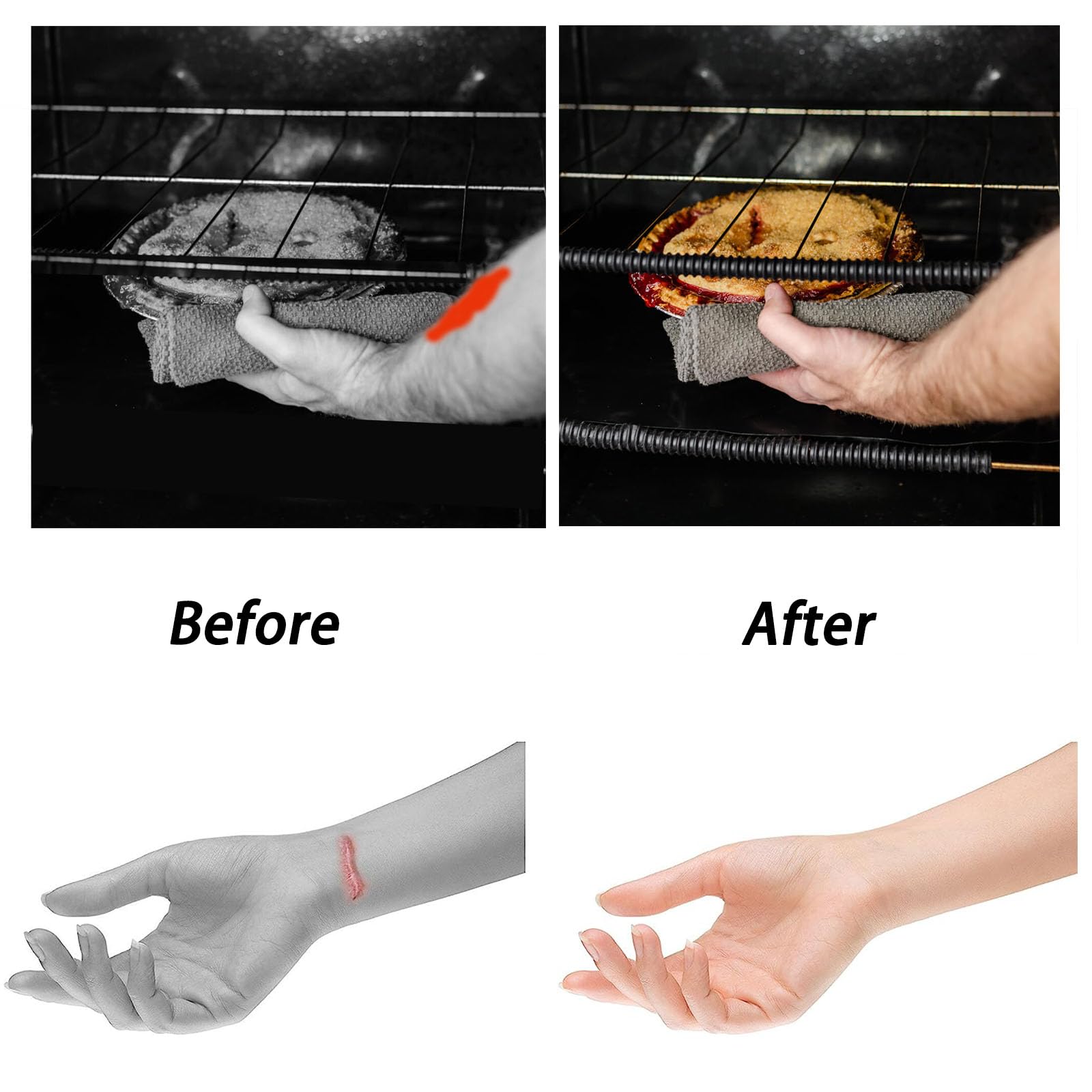 Heat Resistant Silicone Oven Rack Guards (4 Pack) - 14 Inch Long Oven Rack Edge Protector Covers - Prevent Hand & Arm Burns - Gray - Perfect for Baking, Roasting & Grilling Safely