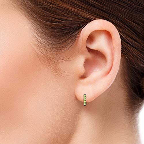 Petite Peridot 3/8 Carat Hoop Earrings for Women - 14K White Gold Jewelry | Perfect for Everyday Wear, Office & Special Occasions