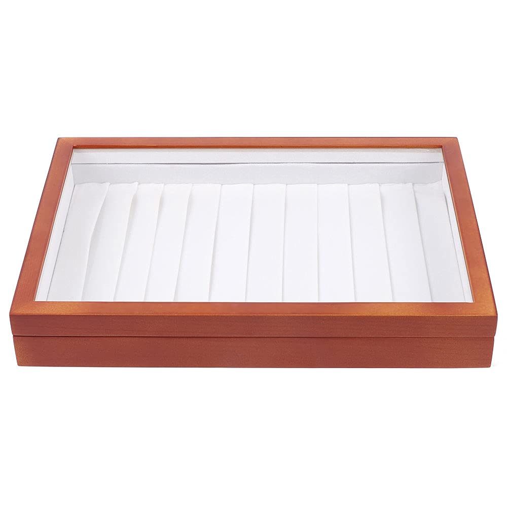 Gdrasuya10 Clear Top Wooden Jewelry Organizer Box - Necklace & Chain Storage Case with Display Tray | Perfect for Jewelry Display, Travel Storage & Vanity Organization