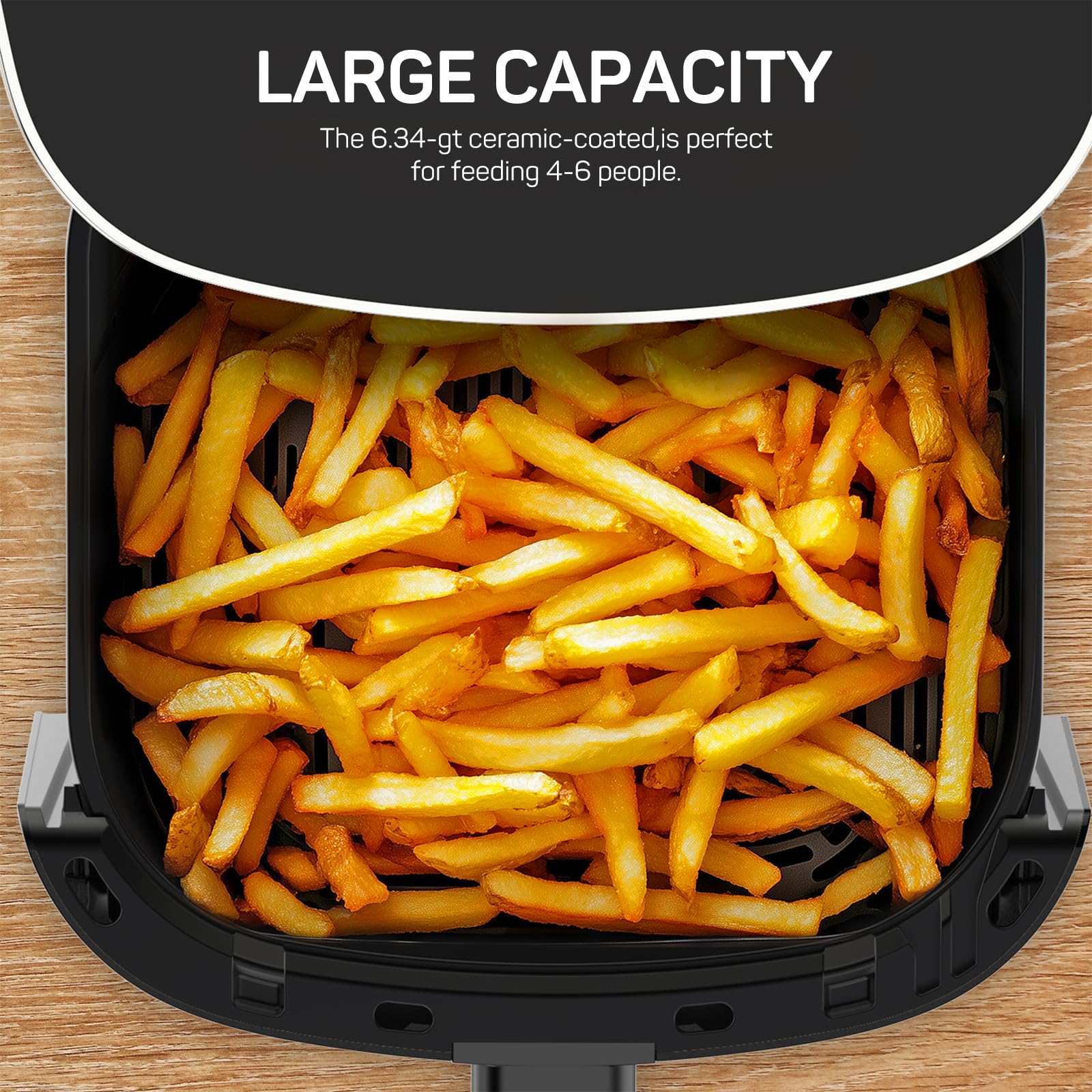 6-Quart Air Fryer with Viewing Window - 12-in-1 Multi-Function for Air Frying, Roasting, Baking, Reheating & Dehydrating | Up to 400°F | Perfect for Healthy Cooking, Meal Prep & Quick Family Dinners