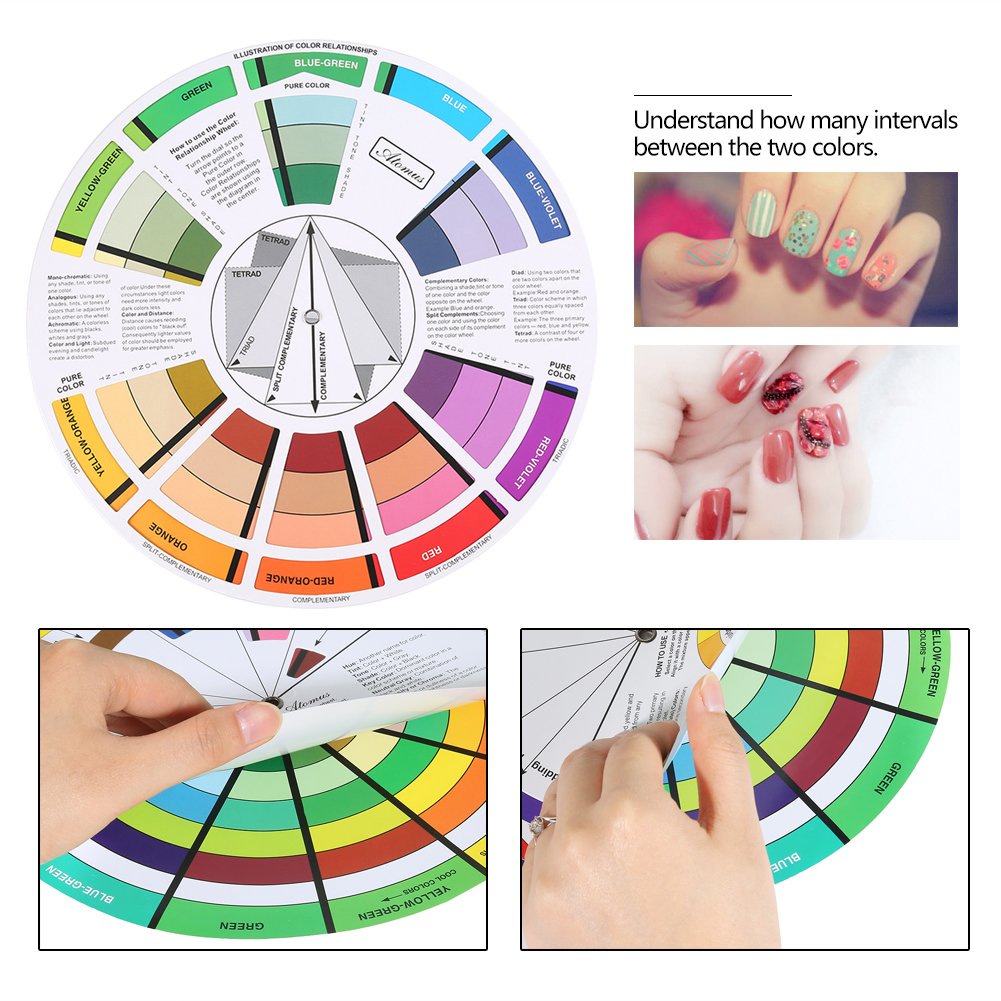 Professional Nail Color Wheel & Chromatography Card - Nail Gel Polish Display Chart for Salon Artists | Perfect for Color Mixing, Nail Art Design & Gel Polish Selection in Beauty Salons & Home Manicures