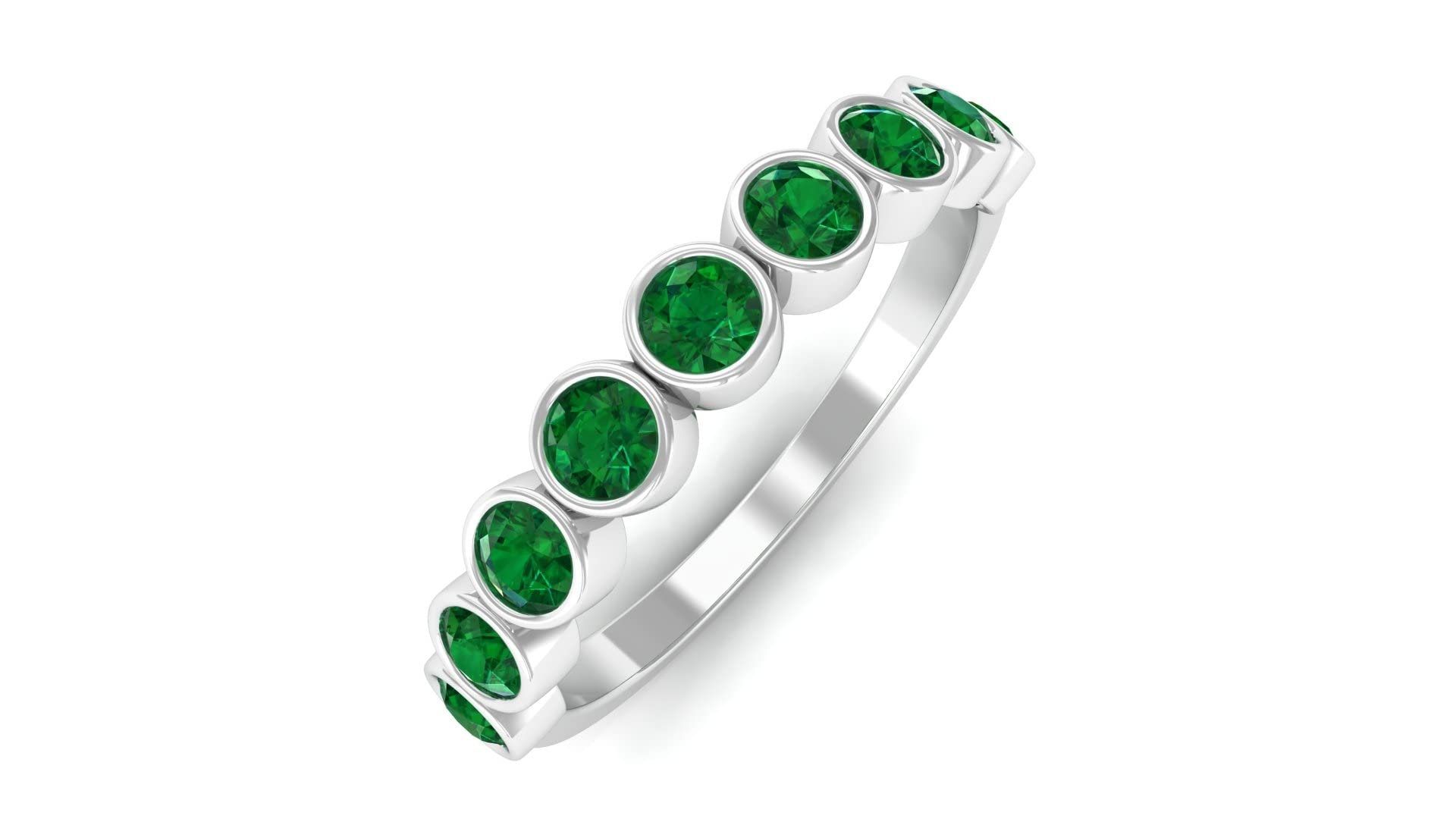 1/2 CT Emerald Half Eternity Ring for Women - 14K Solid Gold May Birthstone Jewelry - Elegant Gift for Anniversary, Engagement & Special Occasions