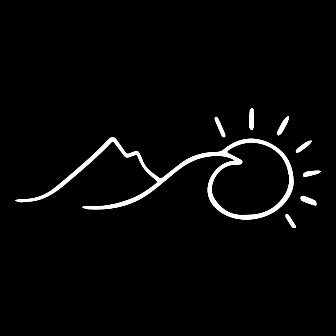Premium Waterproof Vinyl Decal Stickers (Set of 2) - Mountains and Sun Wave Design for Laptop, Phone, Helmet, Car Window, Bumper, Mug, Cup, Door & Wall Decor - Ideal for Home, Office, Travel & Outdoor Adventures