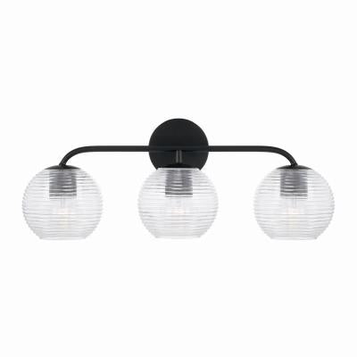 Maeva Matte Black Vanity Light - Modern Bathroom Wall Sconce with Clear Glass Shades for Makeup Mirror Lighting, Bedroom Dressing Area, Hallway Decor