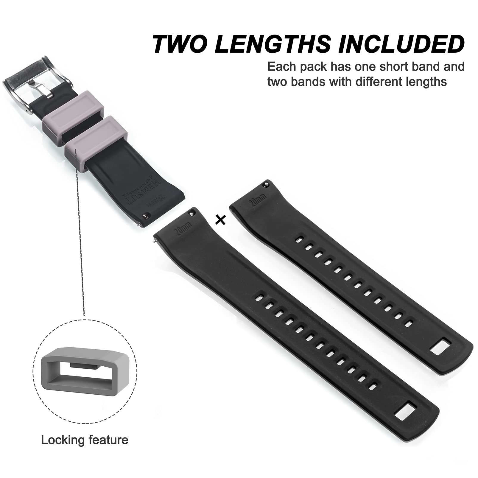 Hemsut Silicone Watch Bands - 18mm 20mm 22mm Quick Release Rubber Strap for Men & Women - Soft Durable Replacement Band - 10 Color Options - Perfect for Sports, Fitness & Everyday Wear