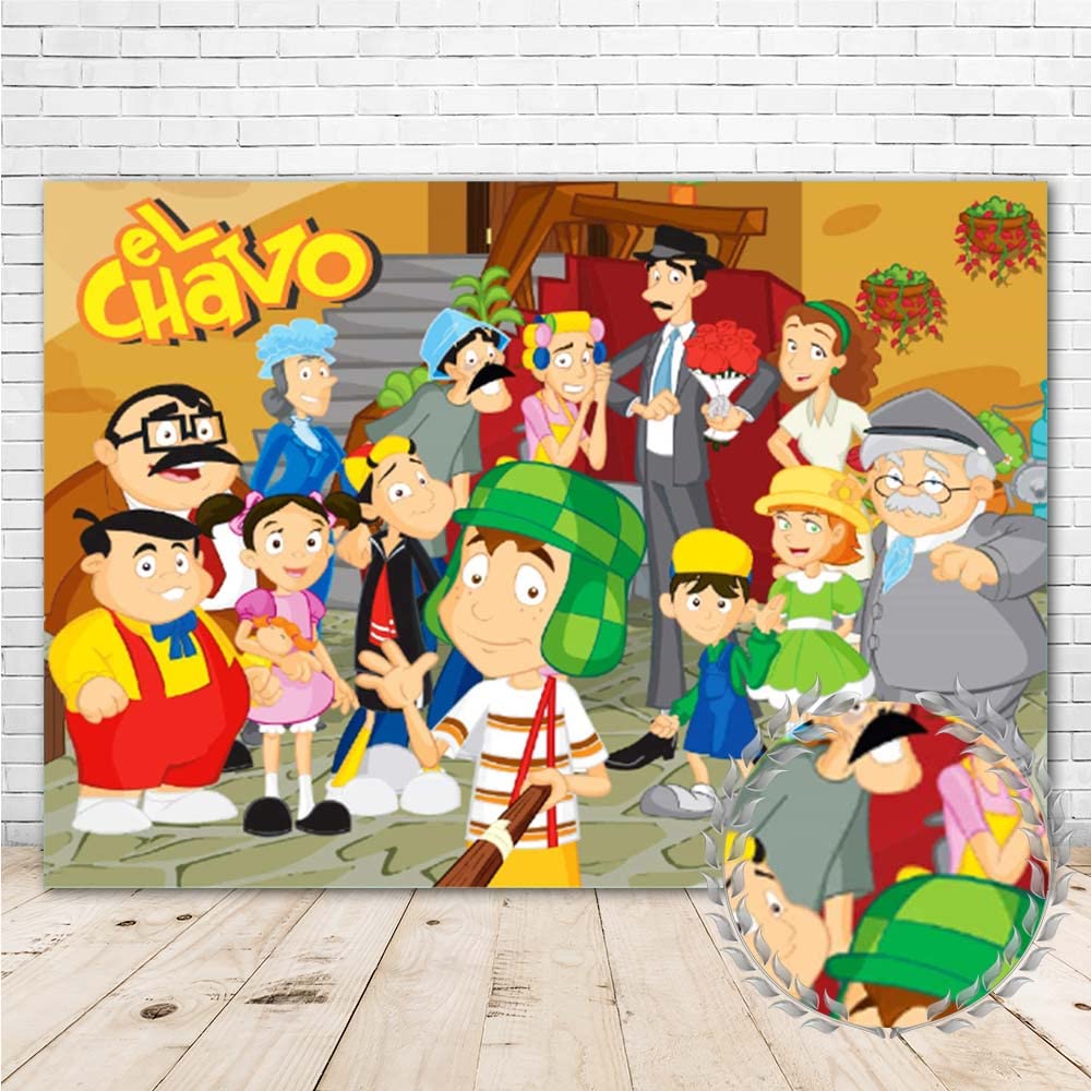 El Chavo Del Ocho Cartoon Backdrop - 7x5ft Vinyl Photo Studio Background for Kids Birthday Party Decorations, Baby Shower, Cake Table & Wall Banner - Perfect for Room Decor, Photoshoots & Picture Props