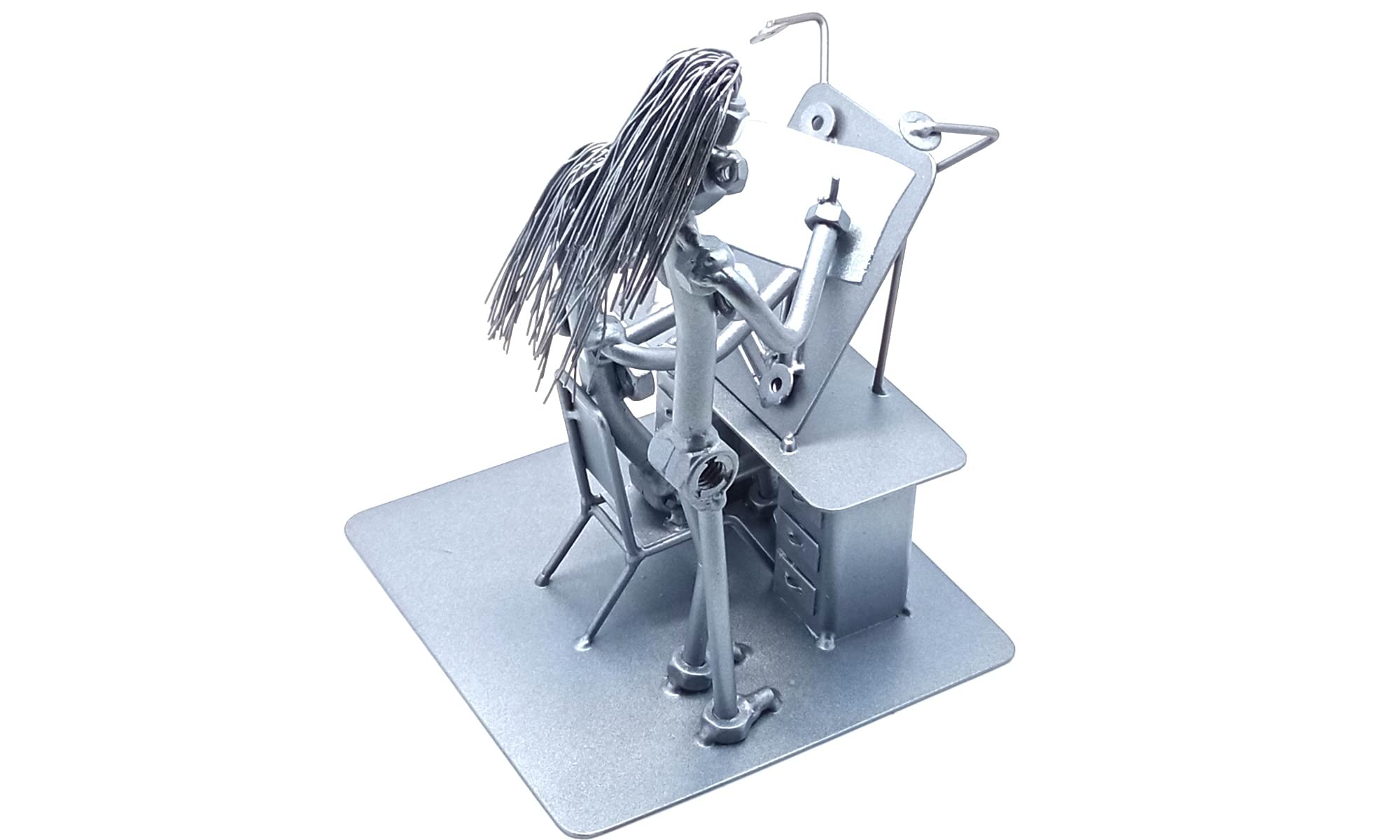 Women Engineer Nuts and Bolt Sculpture - Unique Graduation Gift for Engineers | Funny Scrap Metal Art for Engineering Students | Perfect Office Desk Decor & STEM Gift Idea