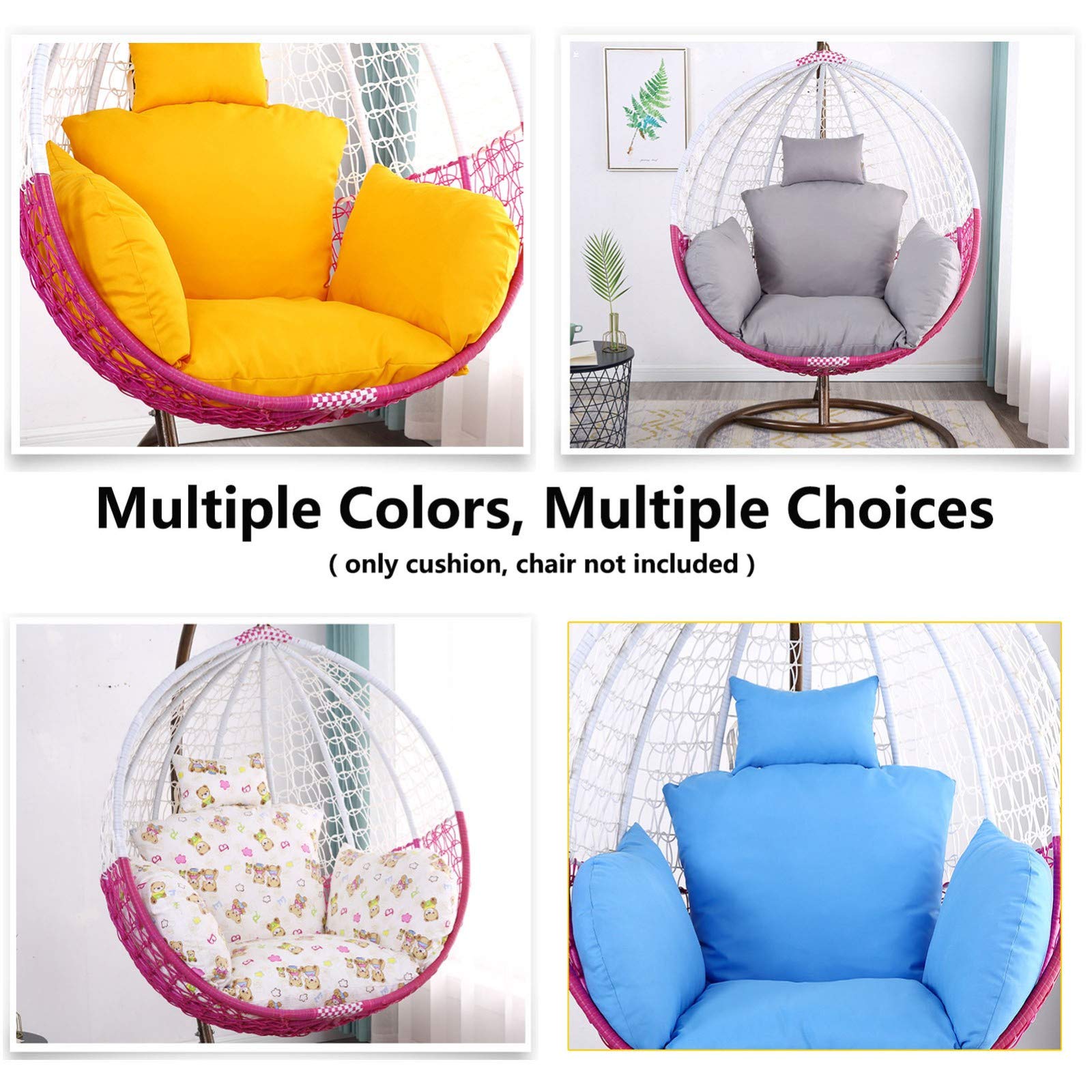 Thickened Egg Chair Cushion Replacement with Headrest & Armrests - Outdoor Hanging Swing Seat Pad for Garden, Patio & Hammock - Durable Lattice Design for Comfortable Relaxation
