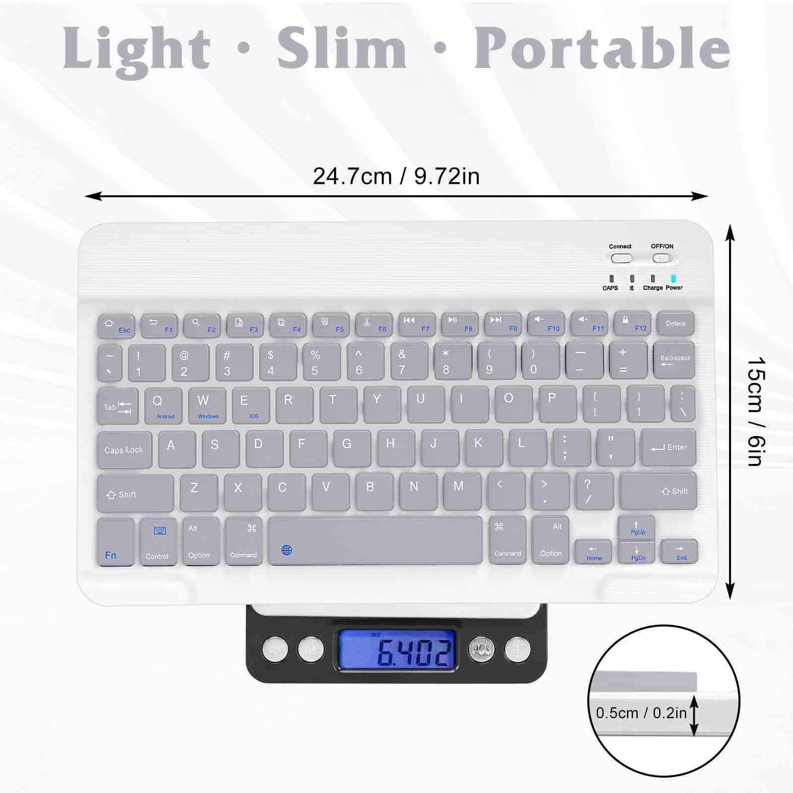Rechargeable Bluetooth Keyboard and Mouse Combo - Ultra Slim Wireless Set for Android/PC/Mac, Compatible with vivo Y50t & All Bluetooth Devices (Stone Grey Keyboard + Silver RGB Mouse) - Perfect for Office Work, Gaming & Home Computing