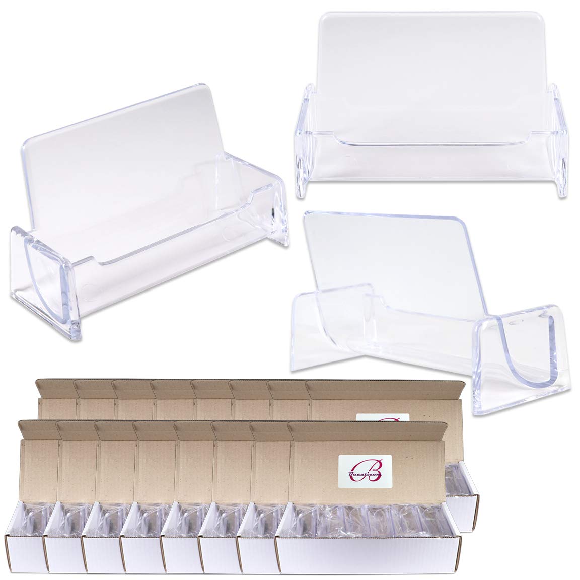 Beauticom Clear Acrylic Business Card Holder Display - 240 Pieces for Desktop & Countertop Organization - Perfect for Offices, Retail Stores, and Trade Shows