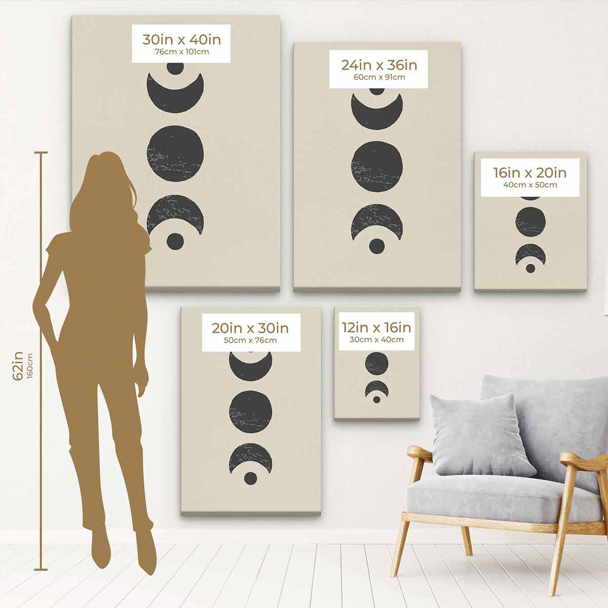 Black Moon Wall Art Canvas Print - Modern Home Decor for Living Room, Bedroom & Office - Unique Celestial Design for Stylish Interior Spaces