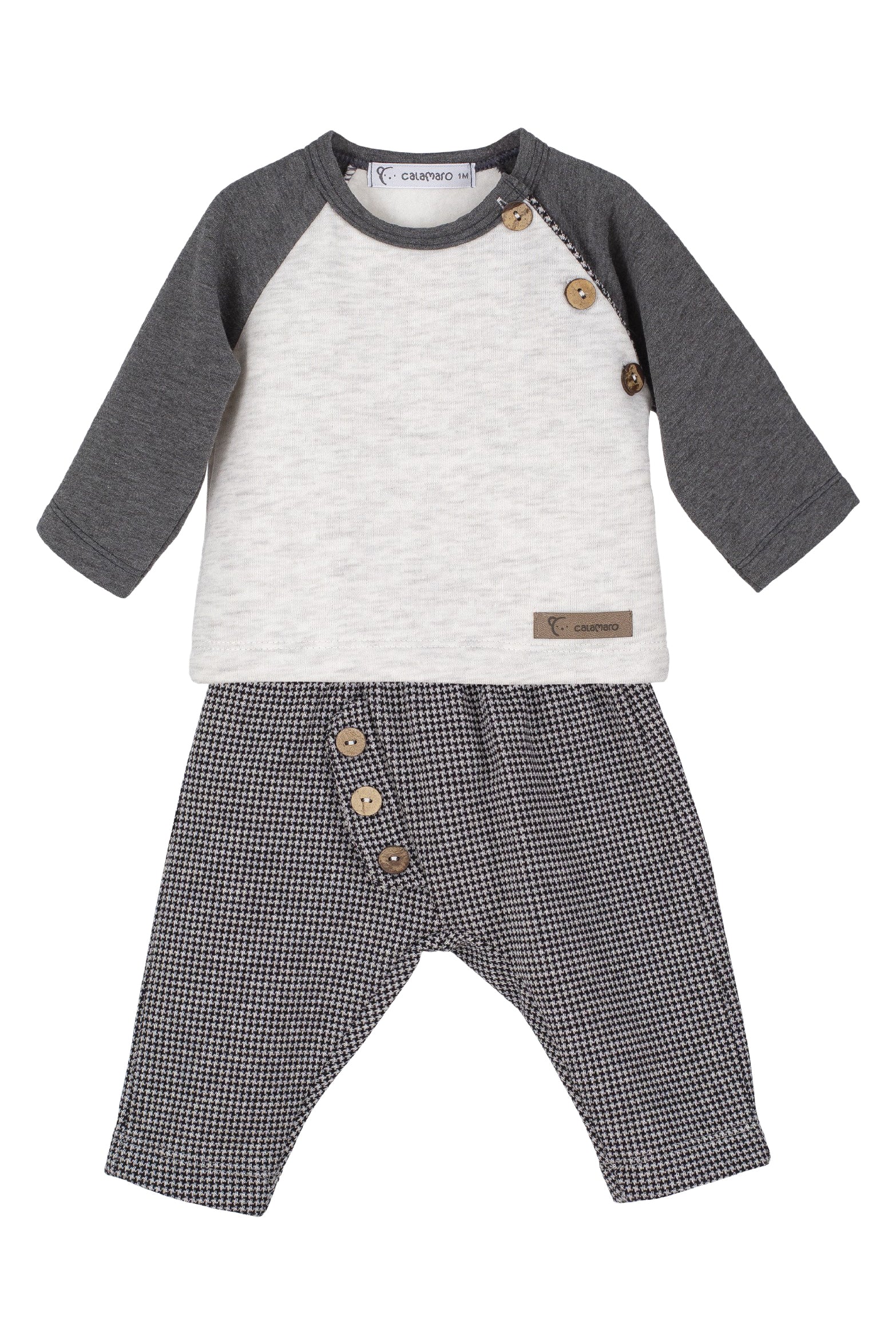 Stylish Tate Grey Sweatshirt & Classic Houndstooth Trousers Set - Perfect for Casual Outings, Office Wear & Fall Fashion
