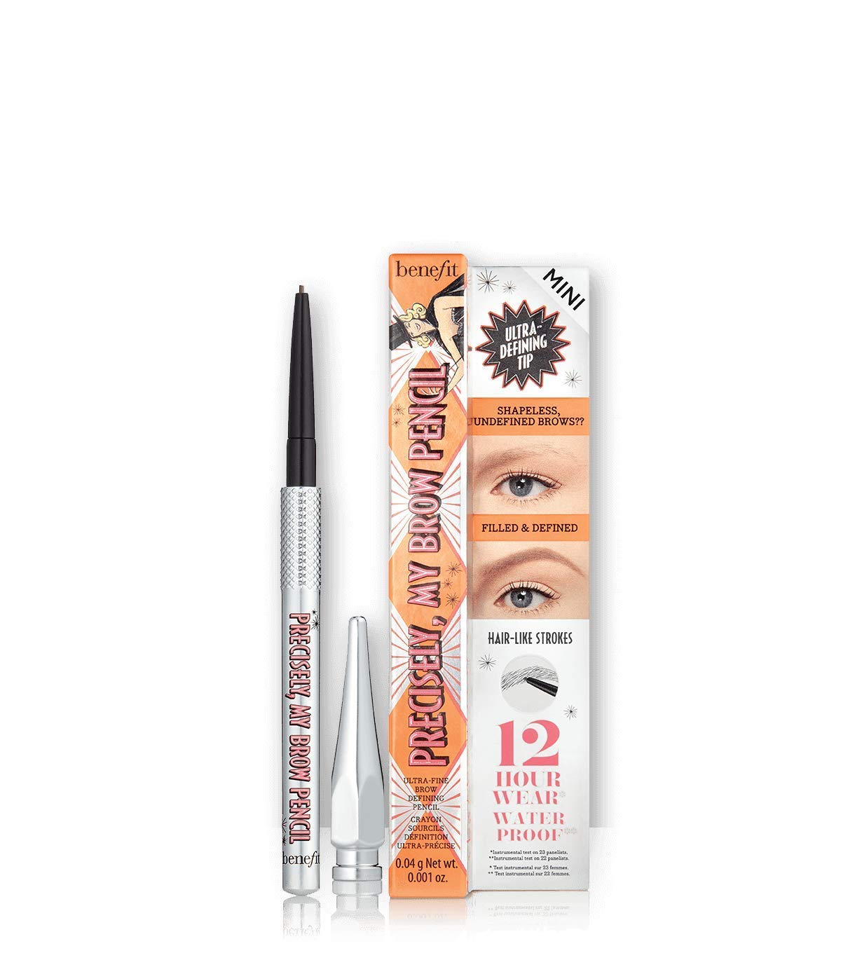 Benefit Cosmetics Precisely My Brow Pencil - Ultra-Fine Eyebrow Pencil for Shaping & Defining - 03 Medium Shade - Travel Size - Perfect for On-the-Go Makeup and Everyday Brow Styling