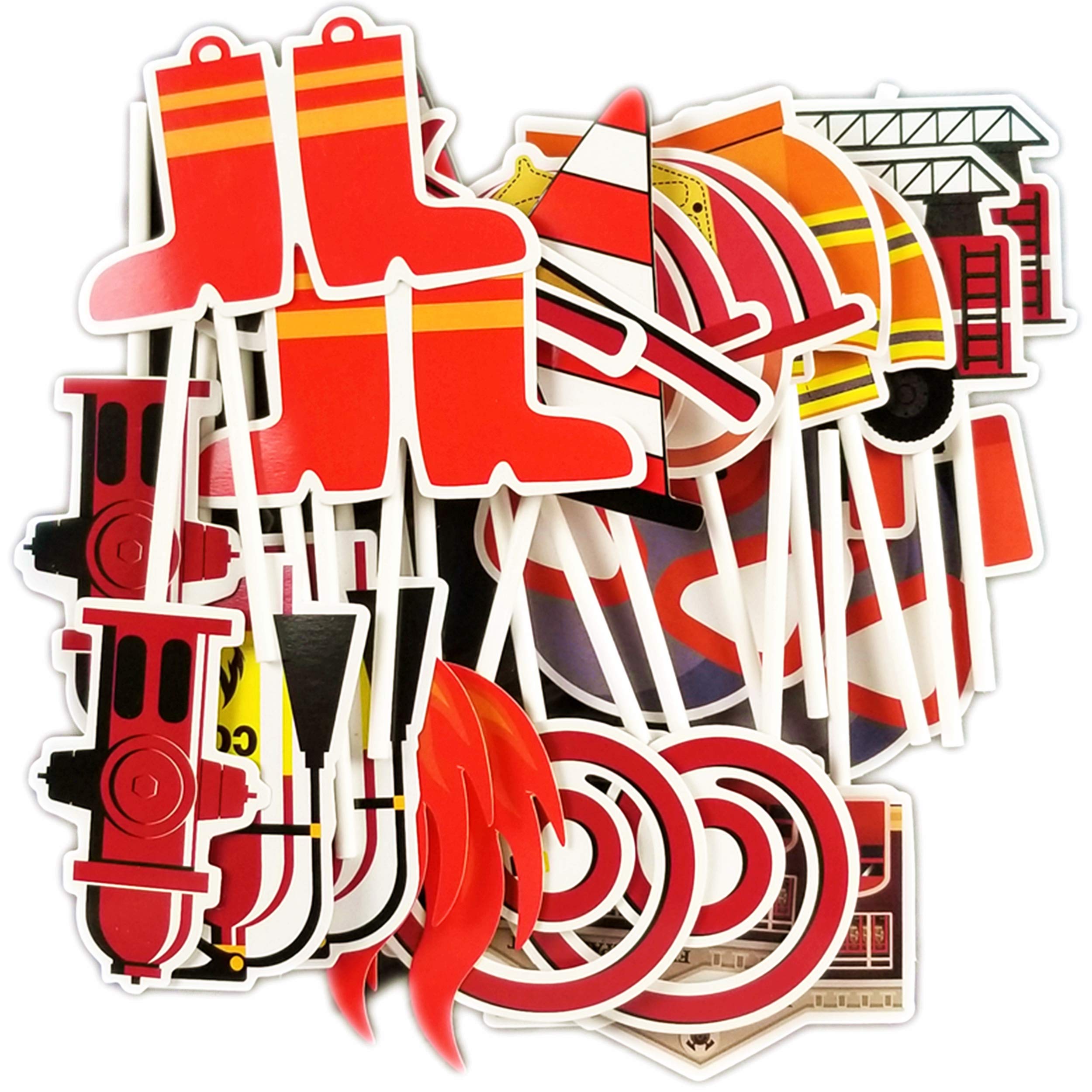 24-Pack Fireman Cupcake Toppers - Firefighter, Fire Truck & Fire Extinguisher Decorations for Birthday, Baby Shower & Party - Perfect for Kids & Adults Celebrations | Ideal for Firefighter-Themed Events, Classroom Rewards & Emergency Services Appreciation Parties