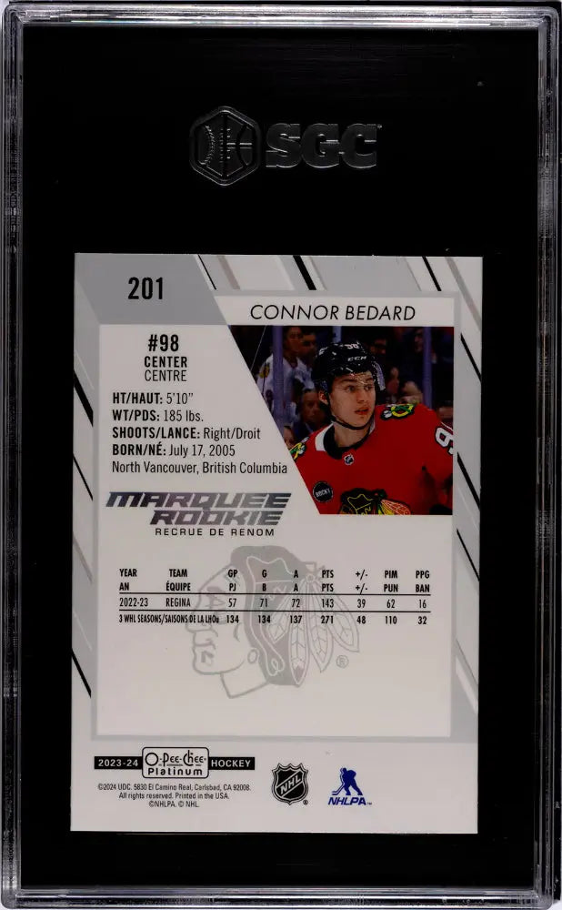 2023 O Pee Chee Platinum Connor Bedard Marquee Rookie Hockey Card - SGC 9.5 Gem Mint Graded - Perfect for Collectors & Sports Memorabilia Enthusiasts